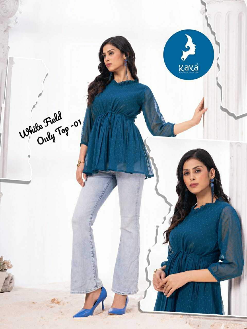Ynf Georgette RIN190 White field Setwise Collections Wholesale Gowns Catalogs Manufacturer