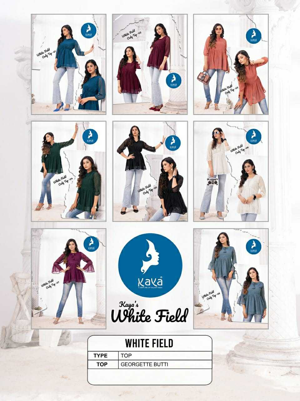 Ynf Georgette RIN190 White field Setwise Collections Wholesale Gowns Catalogs Manufacturer