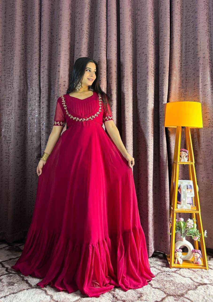 Ynf Georgette RIN213 L331 Gowns Western Wears Festive Collections Wholesale Georgette Gown Party Wear Gowns Designer Gowns Manufacturer