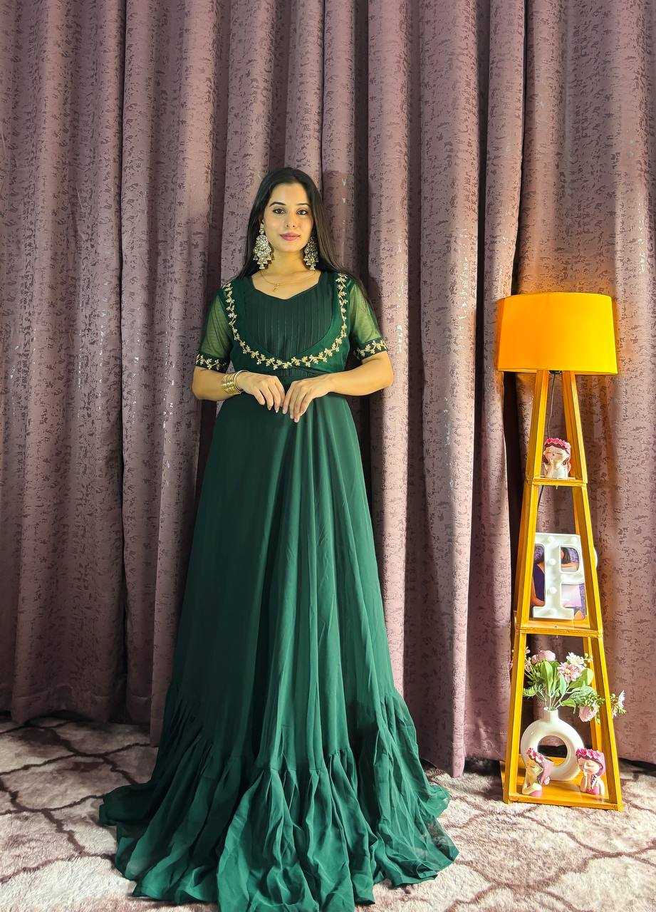 Ynf Georgette RIN213 L331 Gowns Western Wears Festive Collections Wholesale Georgette Gown Party Wear Gowns Designer Gowns Manufacturer