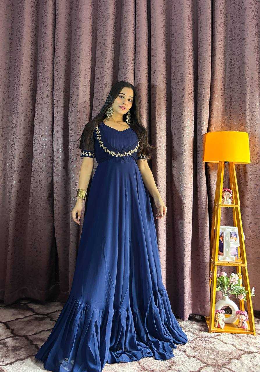 Ynf Georgette RIN213 L331 Gowns Western Wears Festive Collections Wholesale Georgette Gown Party Wear Gowns Designer Gowns Manufacturer