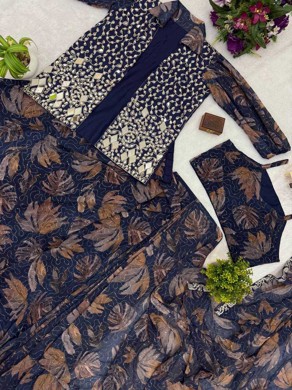 Ynf Georgette RIN215 1113 Sarees Wholesale Ready To Wear Sarees Mirror Work Saree Manufacturer