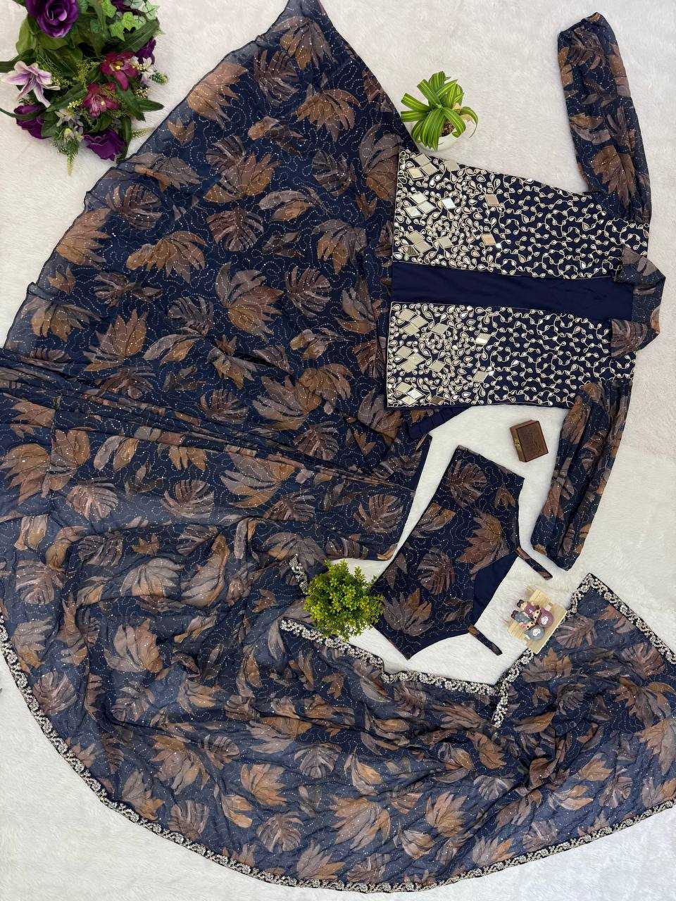 Ynf Georgette RIN215 1113 Sarees Wholesale Ready To Wear Sarees Mirror Work Saree Manufacturer