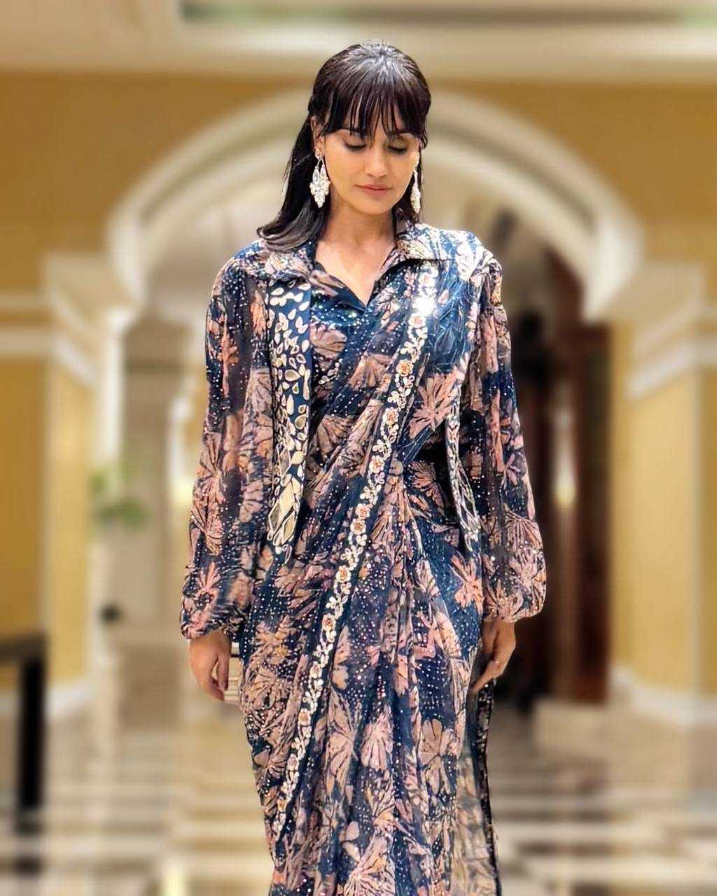 Ynf Georgette RIN215 1113 Sarees Wholesale Ready To Wear Sarees Mirror Work Saree Manufacturer