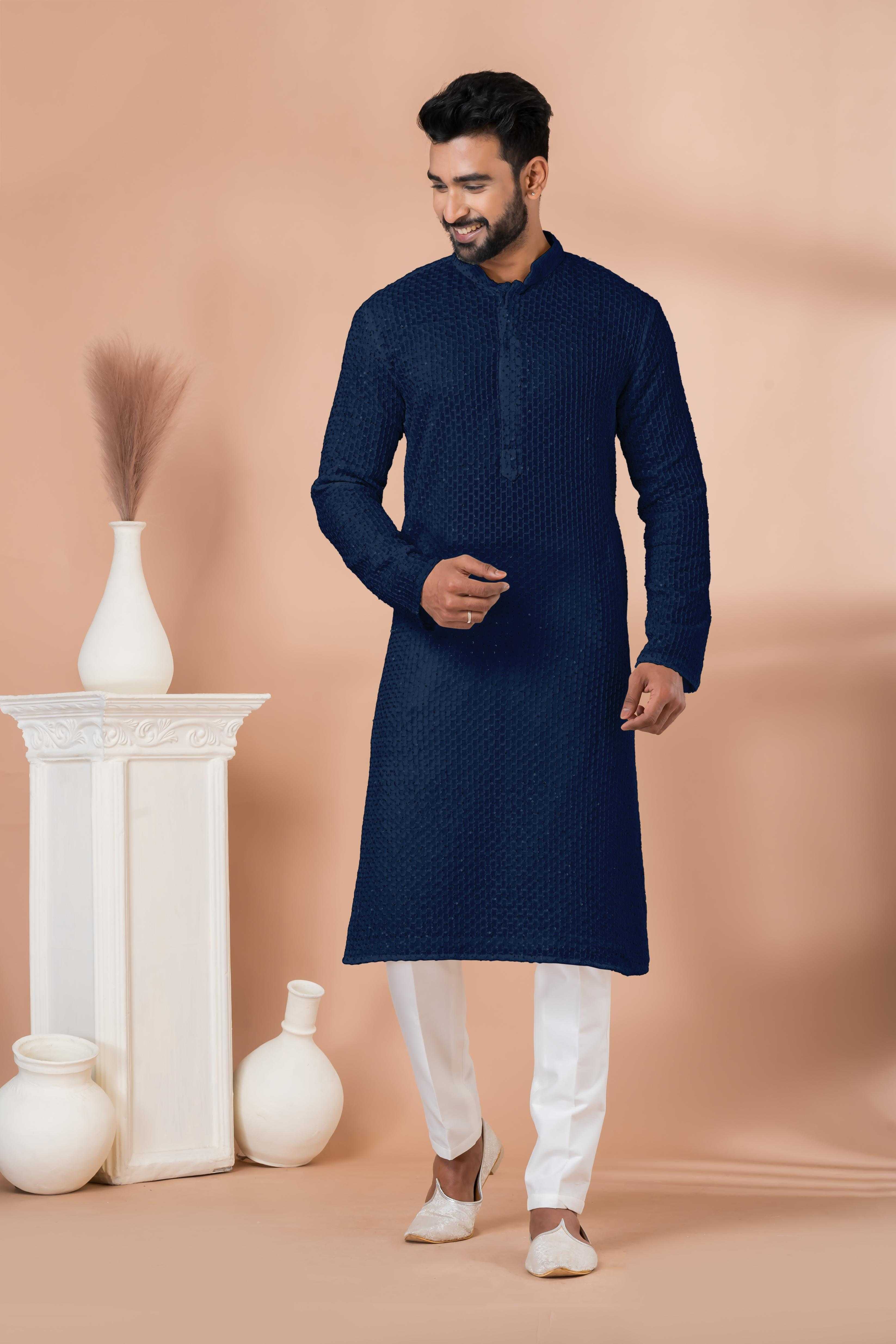 Ynf Georgette RIN223 3202 N Mens Wear Wholesale Mens Kurtas Mens Kurta Pyjama Men Wedding kurta Manufacturer