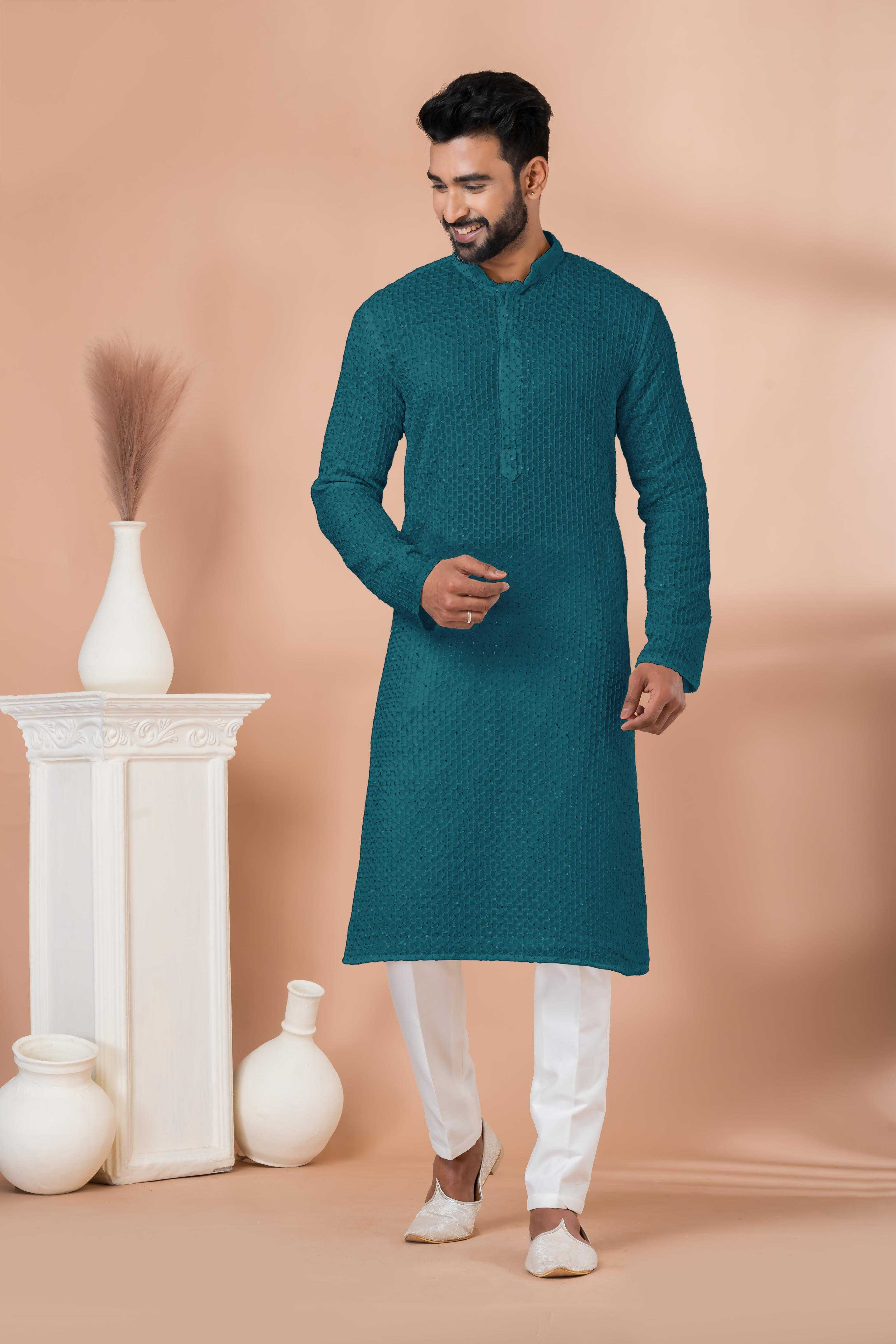 Ynf Georgette RIN223 3202 T Mens Wear Wholesale Mens Kurtas Mens Kurta Pyjama Men Wedding kurta Manufacturer