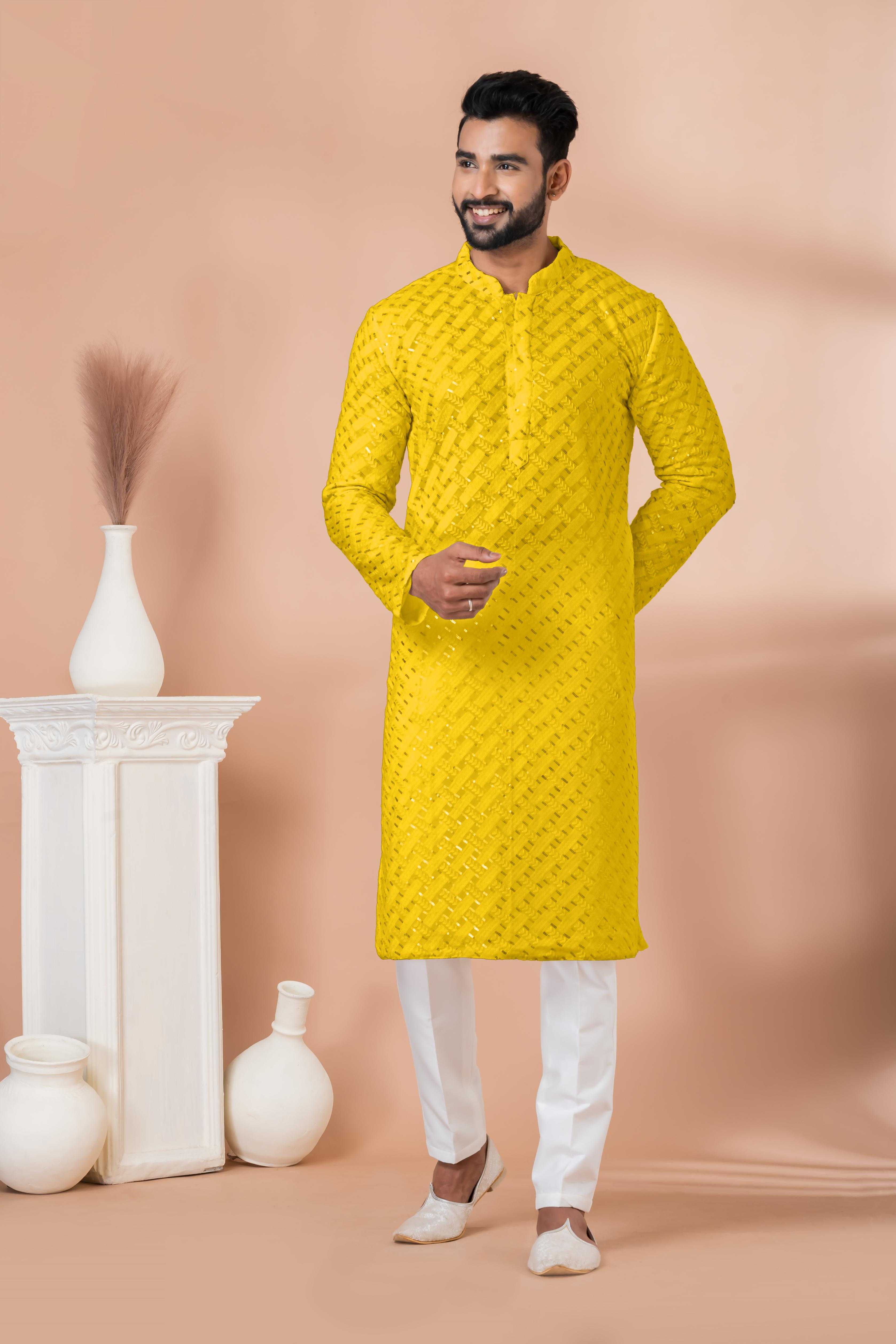 Ynf Georgette RIN223 3301 Y Mens Wear Wholesale Mens Kurtas Mens Kurta Pyjama Men Wedding kurta Manufacturer