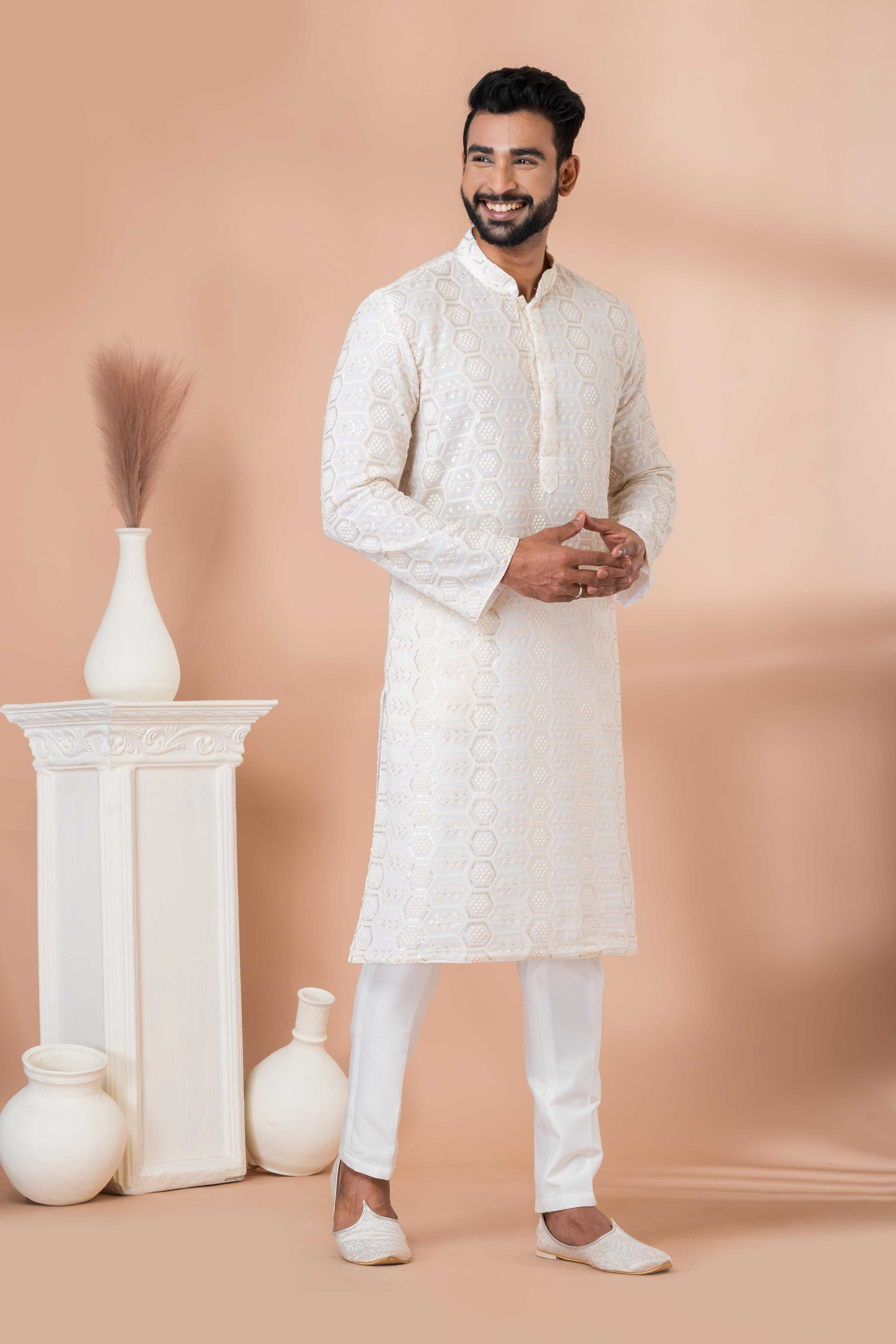 Ynf Georgette RIN223 3303A Mens Wear Festive Collections Wholesale Mens Kurtas Mens Kurta Pyjama Onam Collections Manufacturer