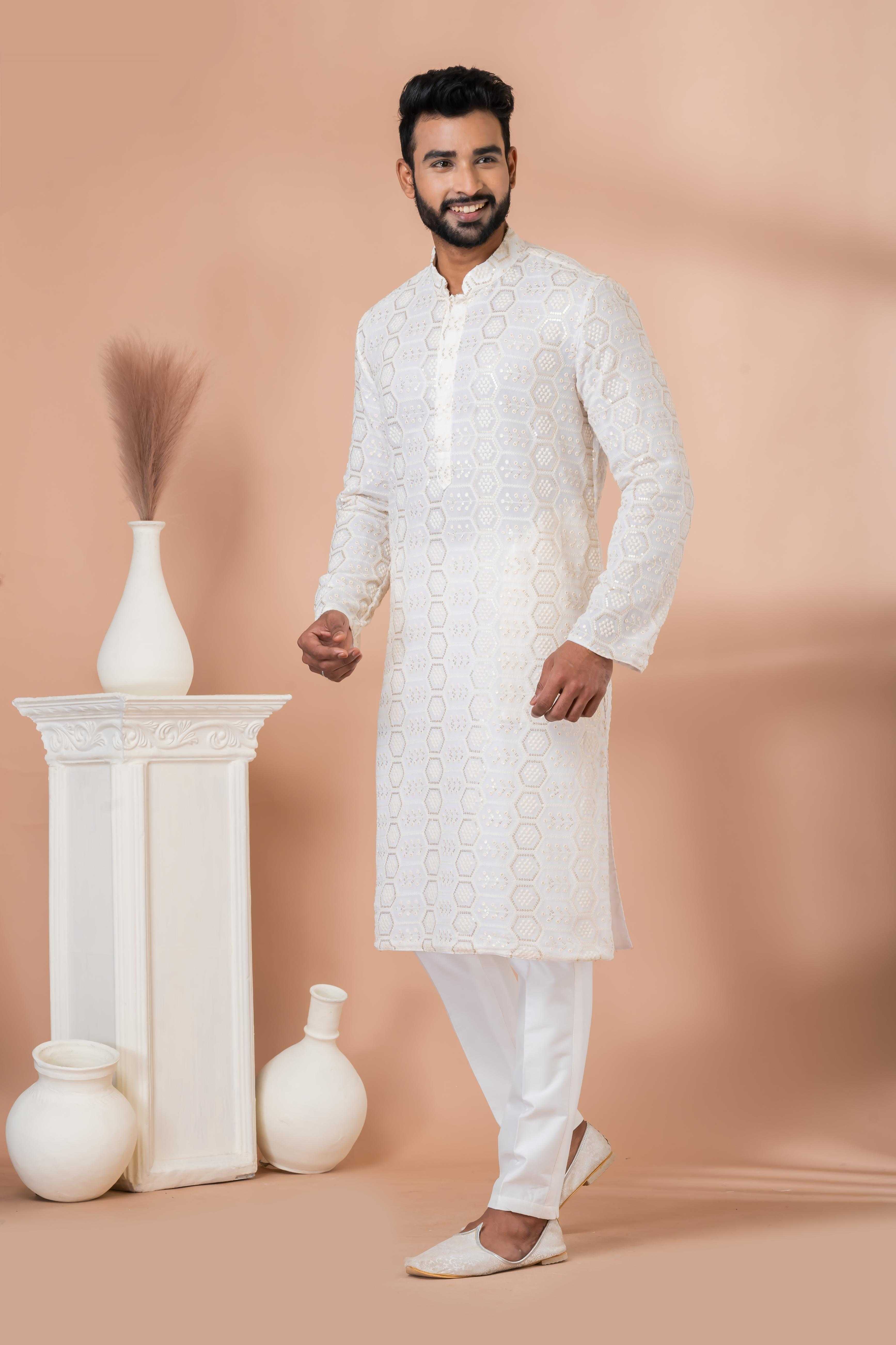 Ynf Georgette RIN223 3303A Mens Wear Festive Collections Wholesale Mens Kurtas Mens Kurta Pyjama Onam Collections Manufacturer