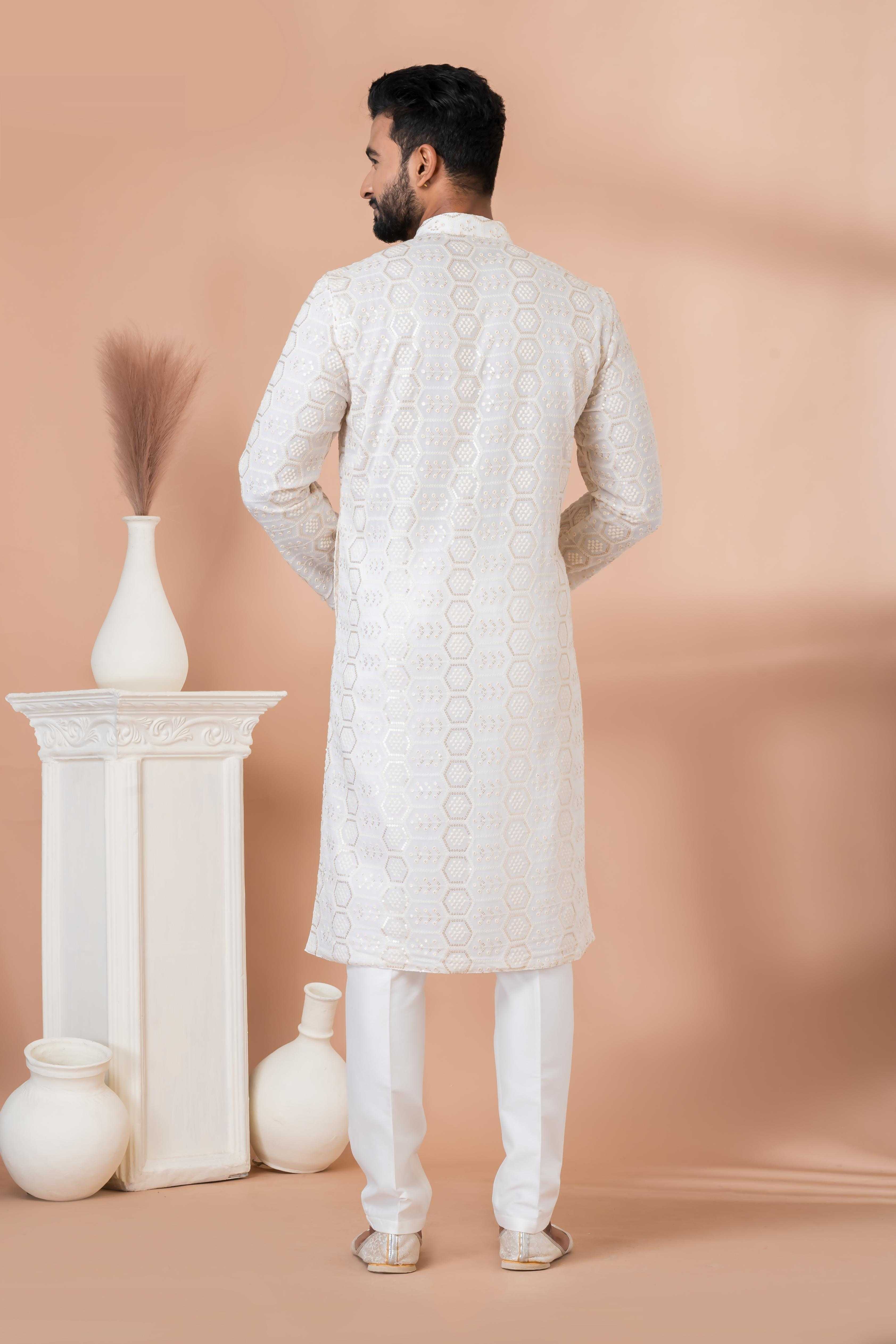 Ynf Georgette RIN223 3303A Mens Wear Festive Collections Wholesale Mens Kurtas Mens Kurta Pyjama Onam Collections Manufacturer
