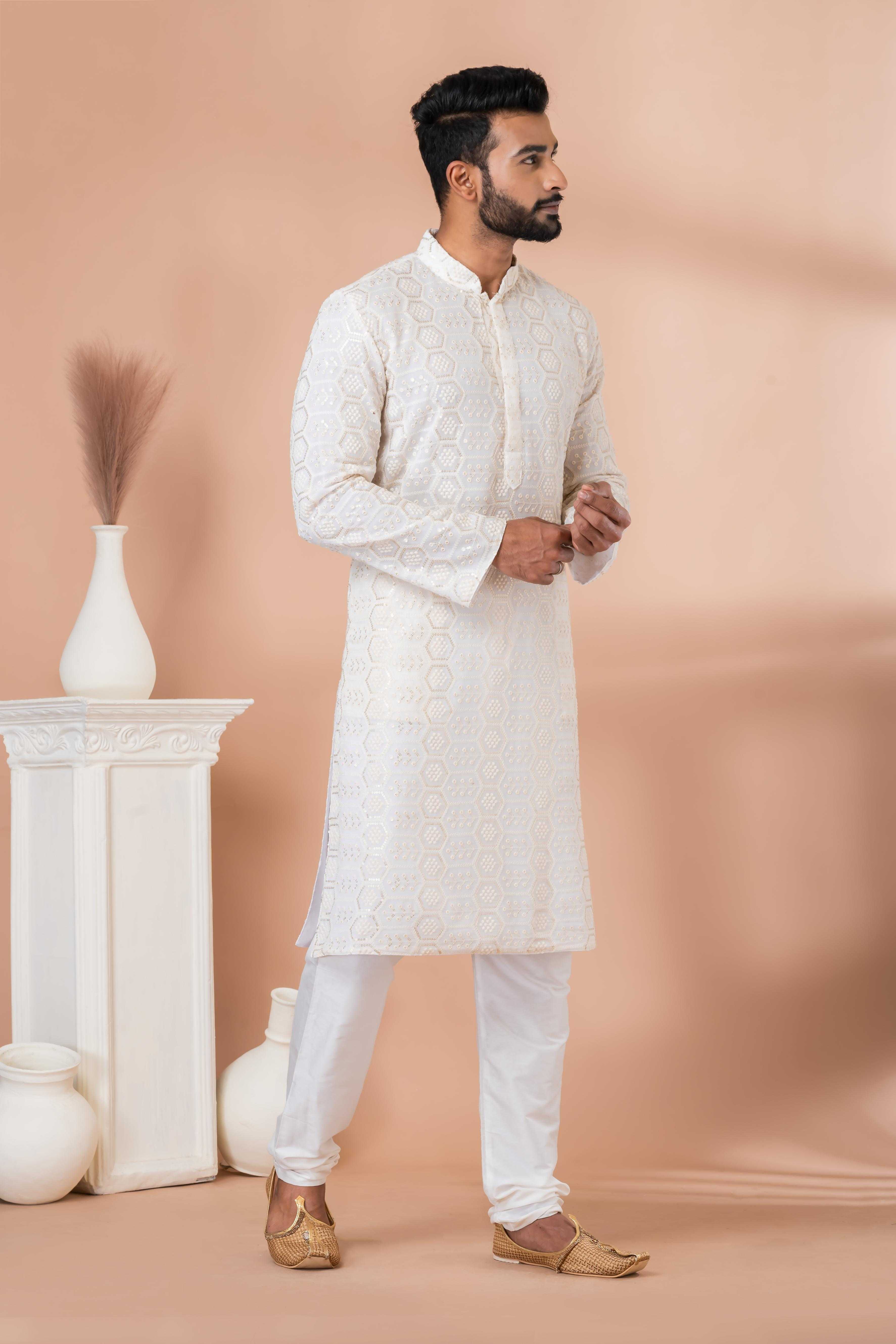 Ynf Georgette RIN223 3304A Mens Wear Festive Collections Wholesale Mens Kurtas Mens Kurta Pyjama Onam Collections Manufacturer