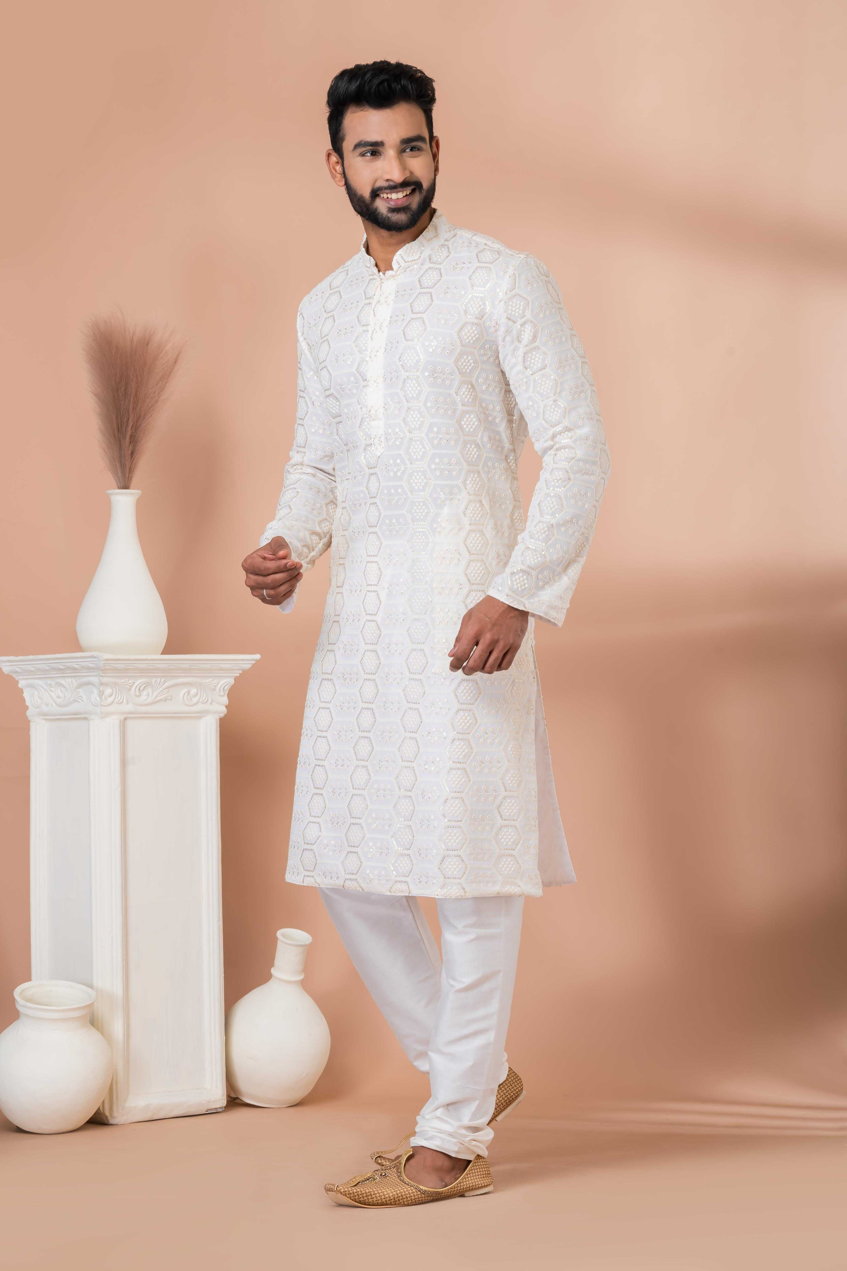 Ynf Georgette RIN223 3304A Mens Wear Festive Collections Wholesale Mens Kurtas Mens Kurta Pyjama Onam Collections Manufacturer