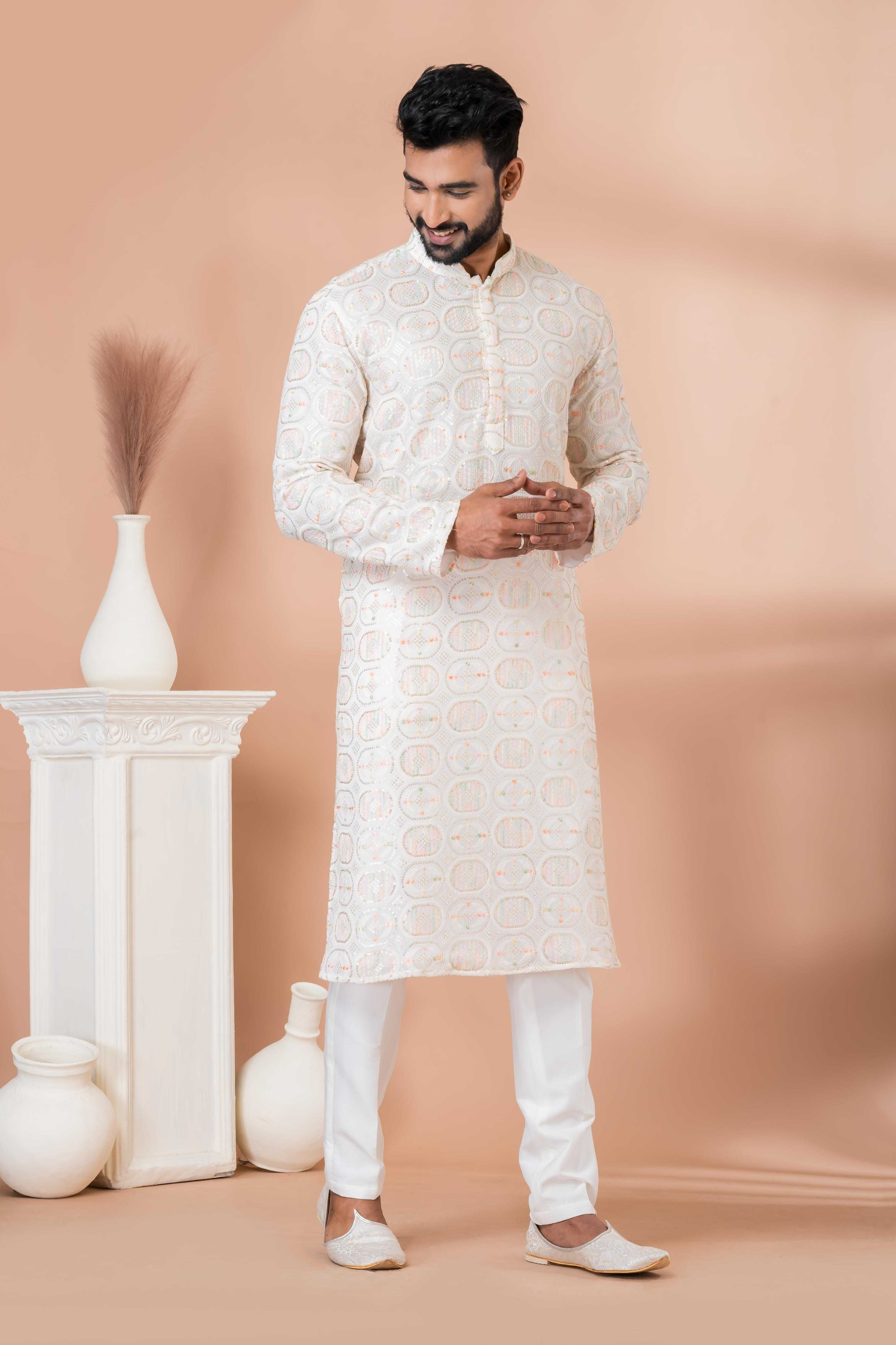 Ynf Georgette RIN223 3305A Mens Wear Festive Collections Wholesale Mens Kurtas Mens Kurta Pyjama Onam Collections Manufacturer