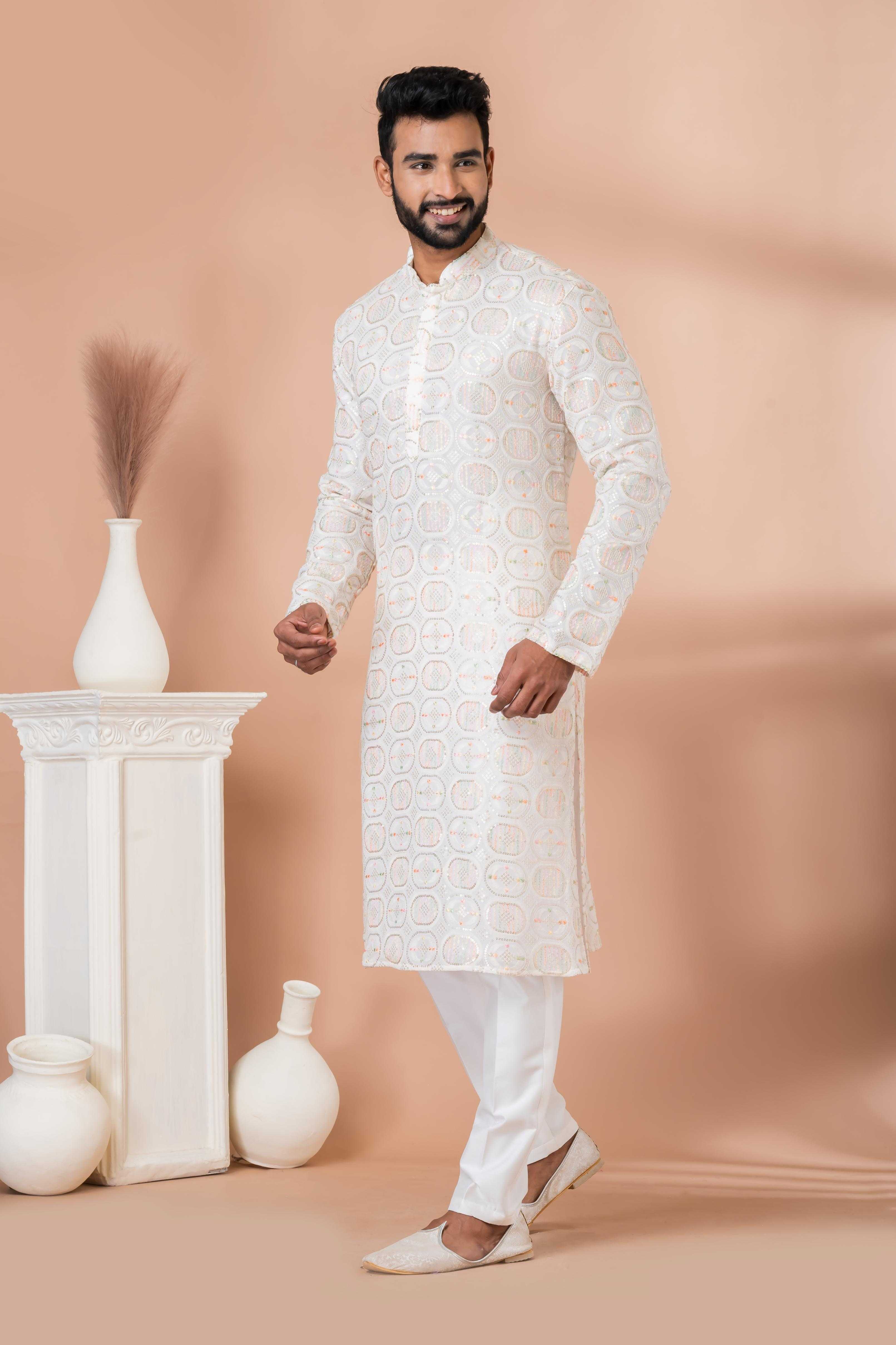 Ynf Georgette RIN223 3305A Mens Wear Festive Collections Wholesale Mens Kurtas Mens Kurta Pyjama Onam Collections Manufacturer