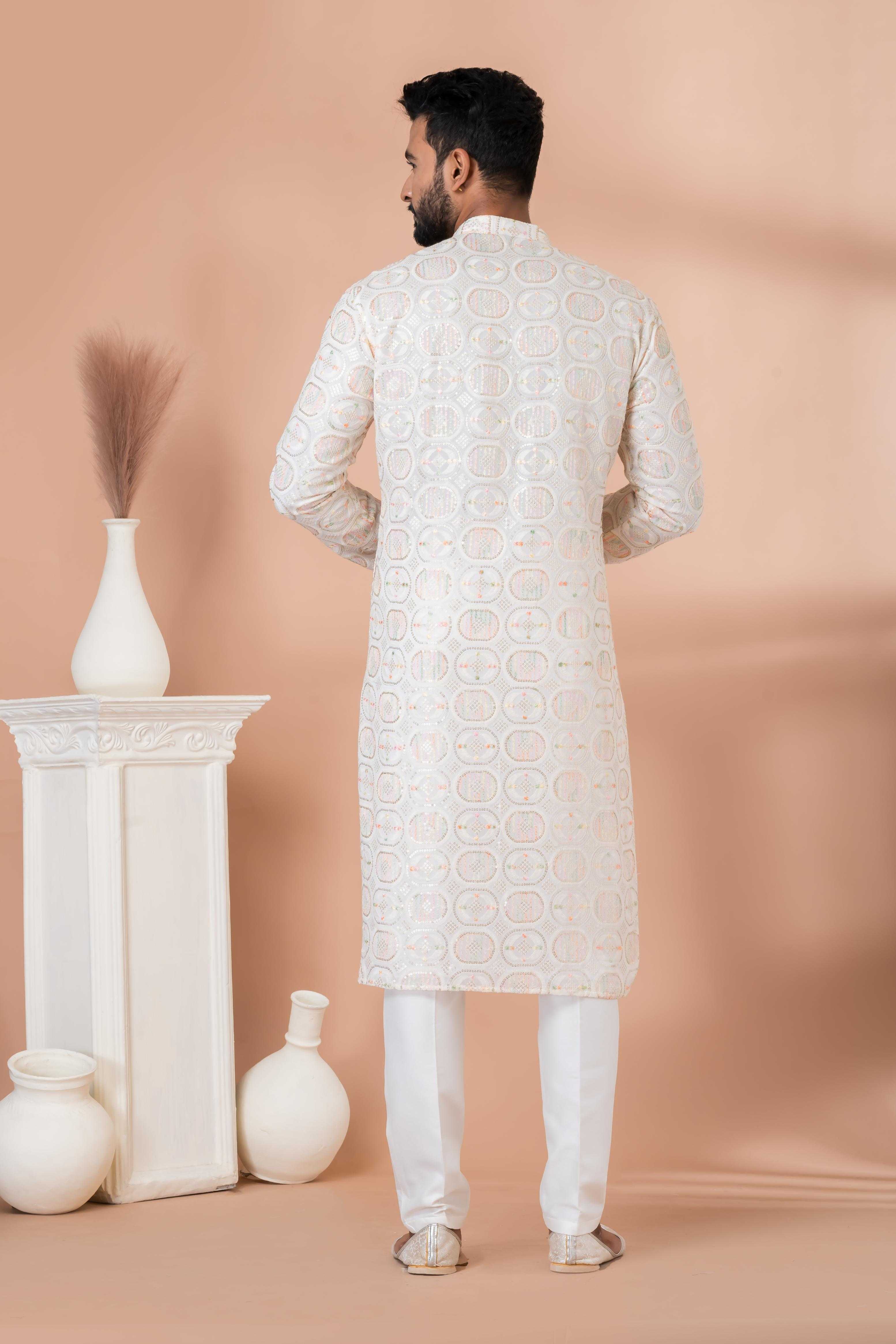 Ynf Georgette RIN223 3305A Mens Wear Festive Collections Wholesale Mens Kurtas Mens Kurta Pyjama Onam Collections Manufacturer