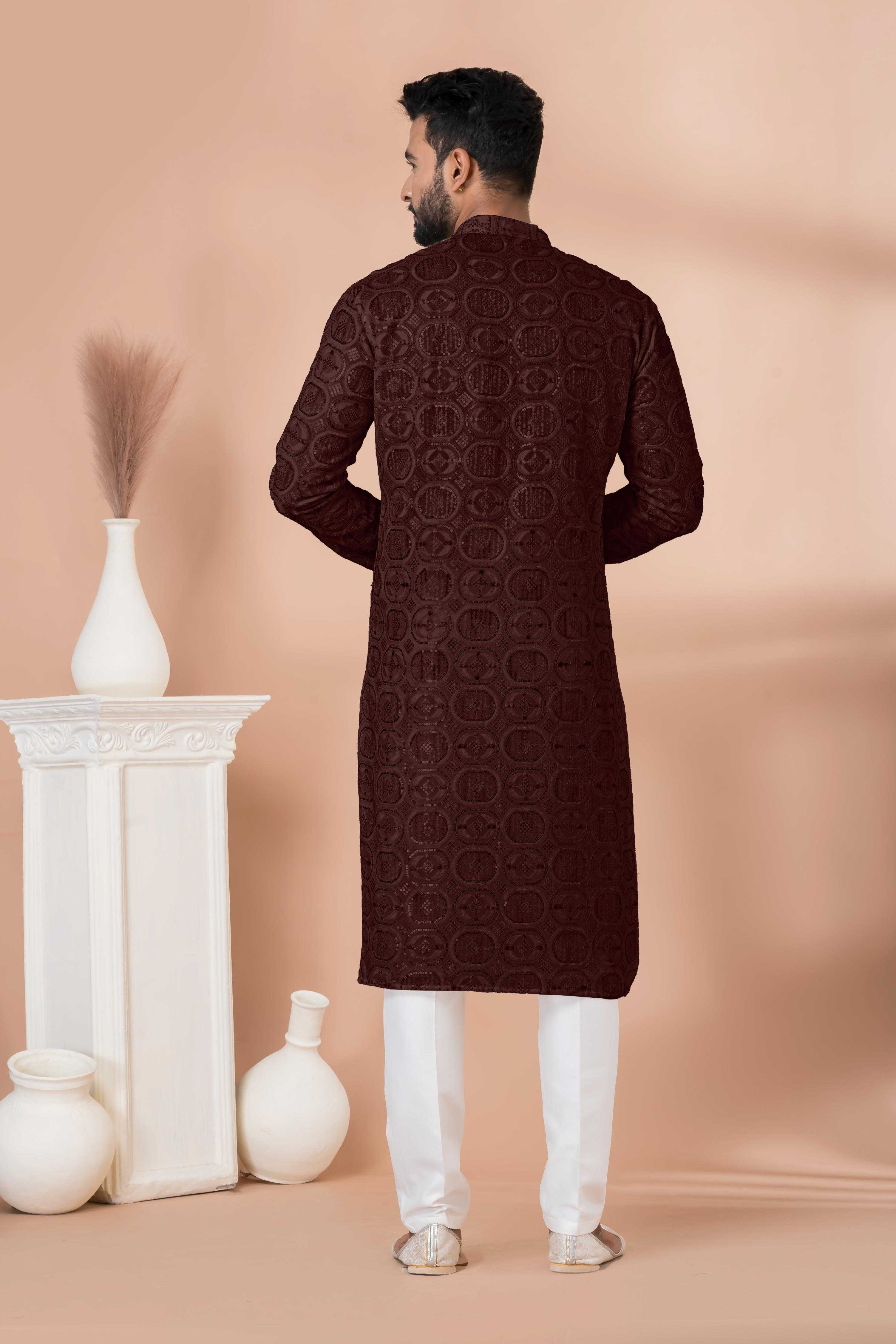 Ynf Georgette RIN223 3305C-B Mens Wear Wholesale Mens Kurtas Mens Kurta Pyjama Men Wedding kurta Manufacturer