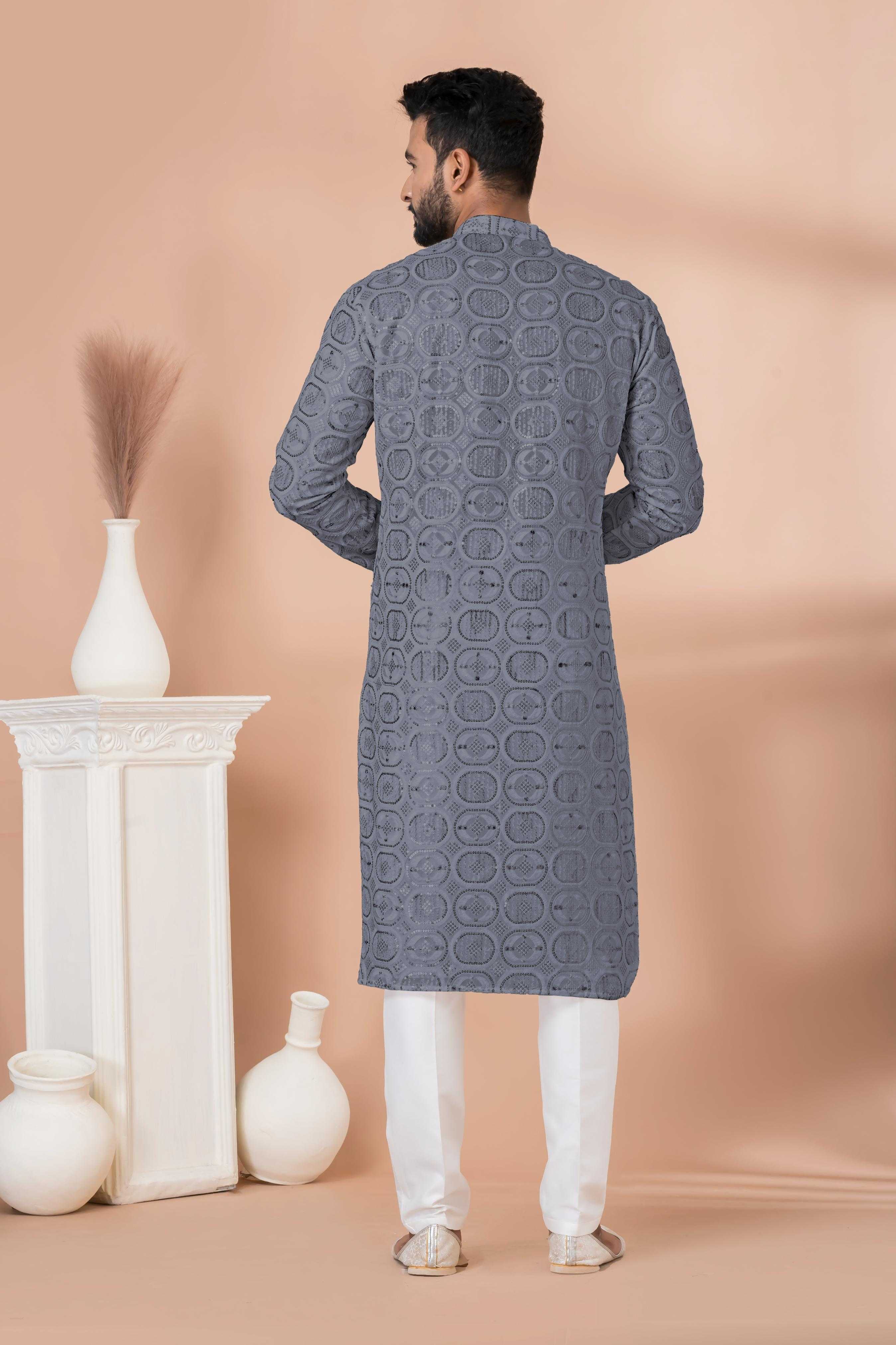 Ynf Georgette RIN223 3305G-B Mens Wear Wholesale Mens Kurtas Mens Kurta Pyjama Men Wedding kurta Manufacturer