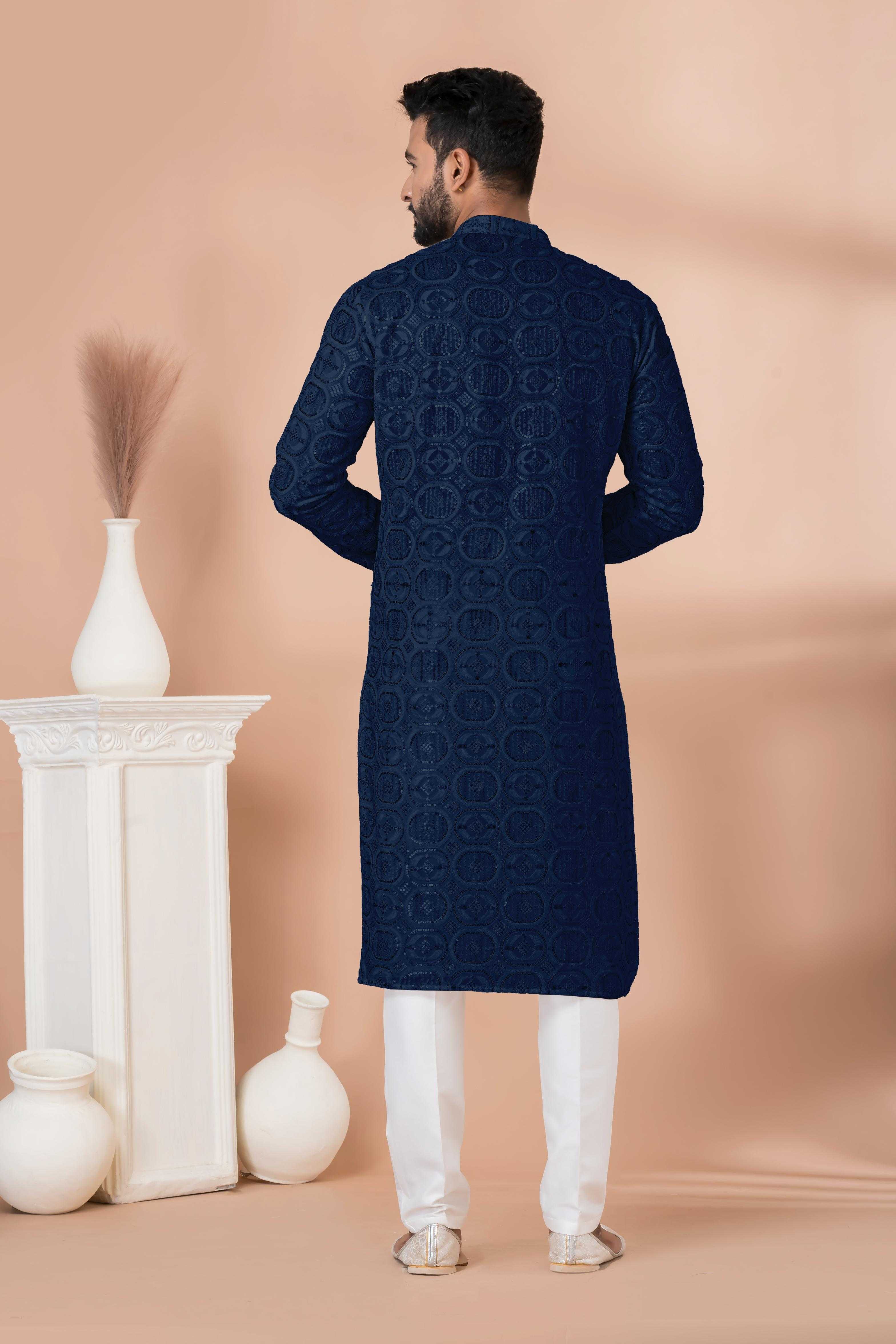 Ynf Georgette RIN223 3305N-A Mens Wear Wholesale Mens Kurtas Mens Kurta Pyjama Men Wedding kurta Manufacturer