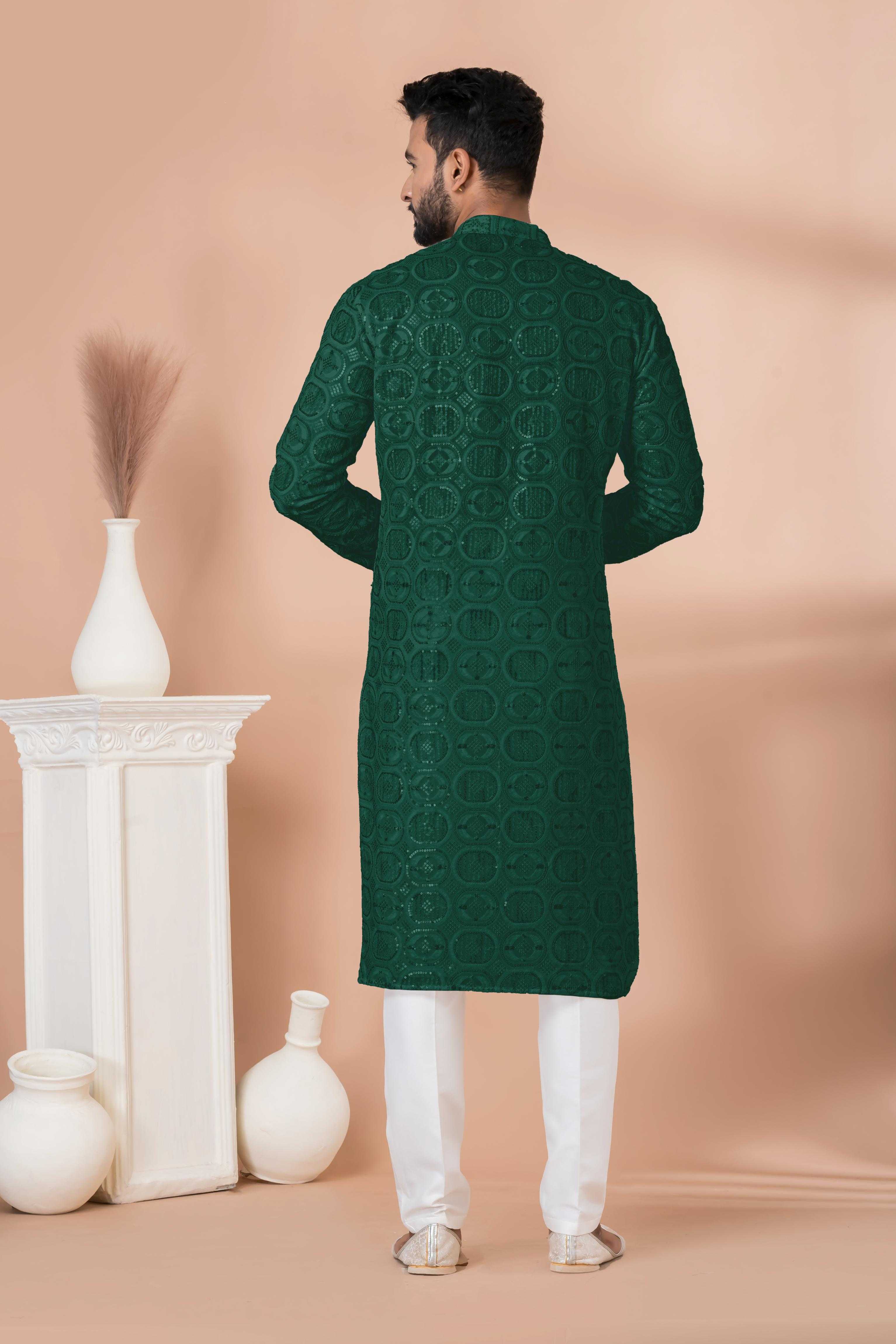 Ynf Georgette RIN223 3305R-B Mens Wear Wholesale Mens Kurtas Mens Kurta Pyjama Men Wedding kurta Manufacturer