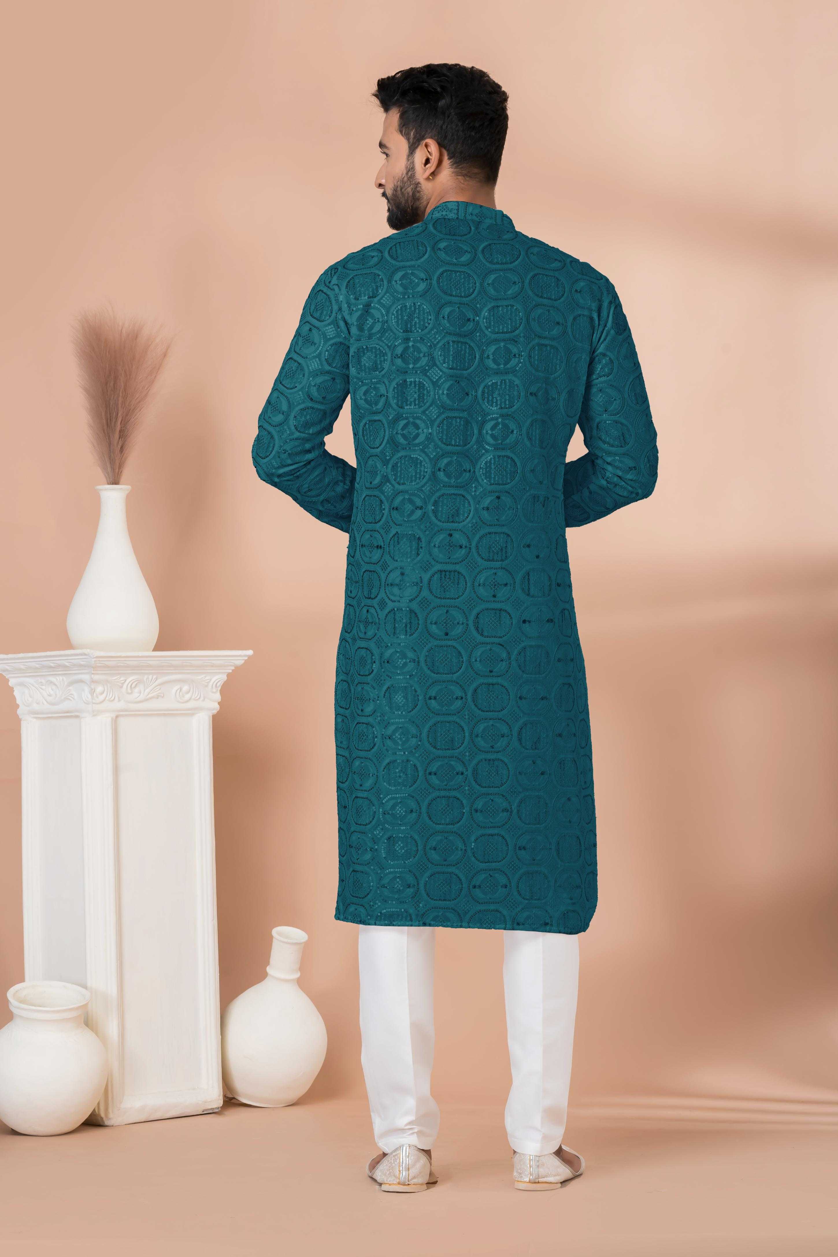 Ynf Georgette RIN223 3305T-A Mens Wear Wholesale Mens Kurtas Mens Kurta Pyjama Men Wedding kurta Manufacturer