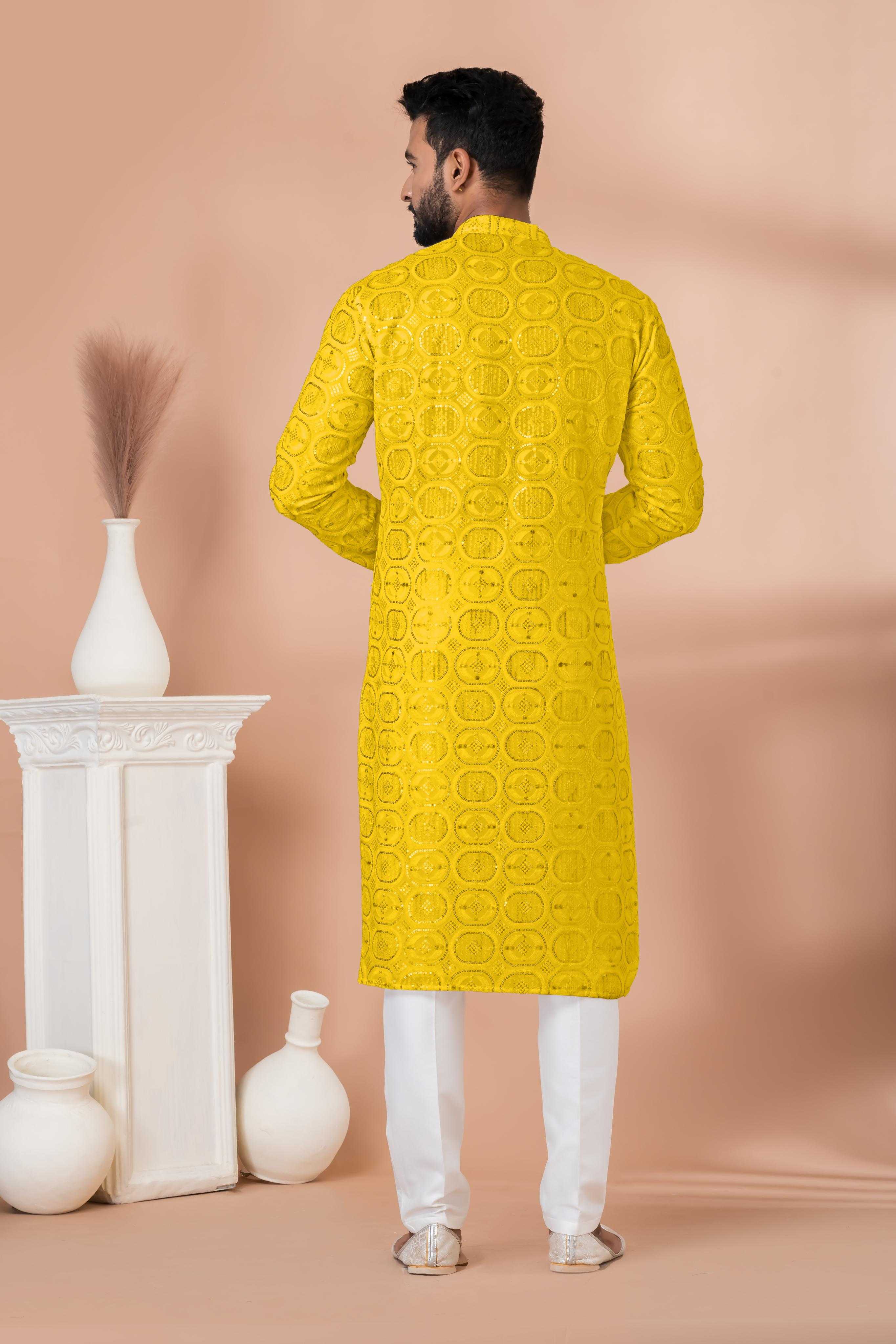 Ynf Georgette RIN223 3305Y-B Mens Wear Wholesale Mens Kurtas Mens Kurta Pyjama Men Wedding kurta Manufacturer