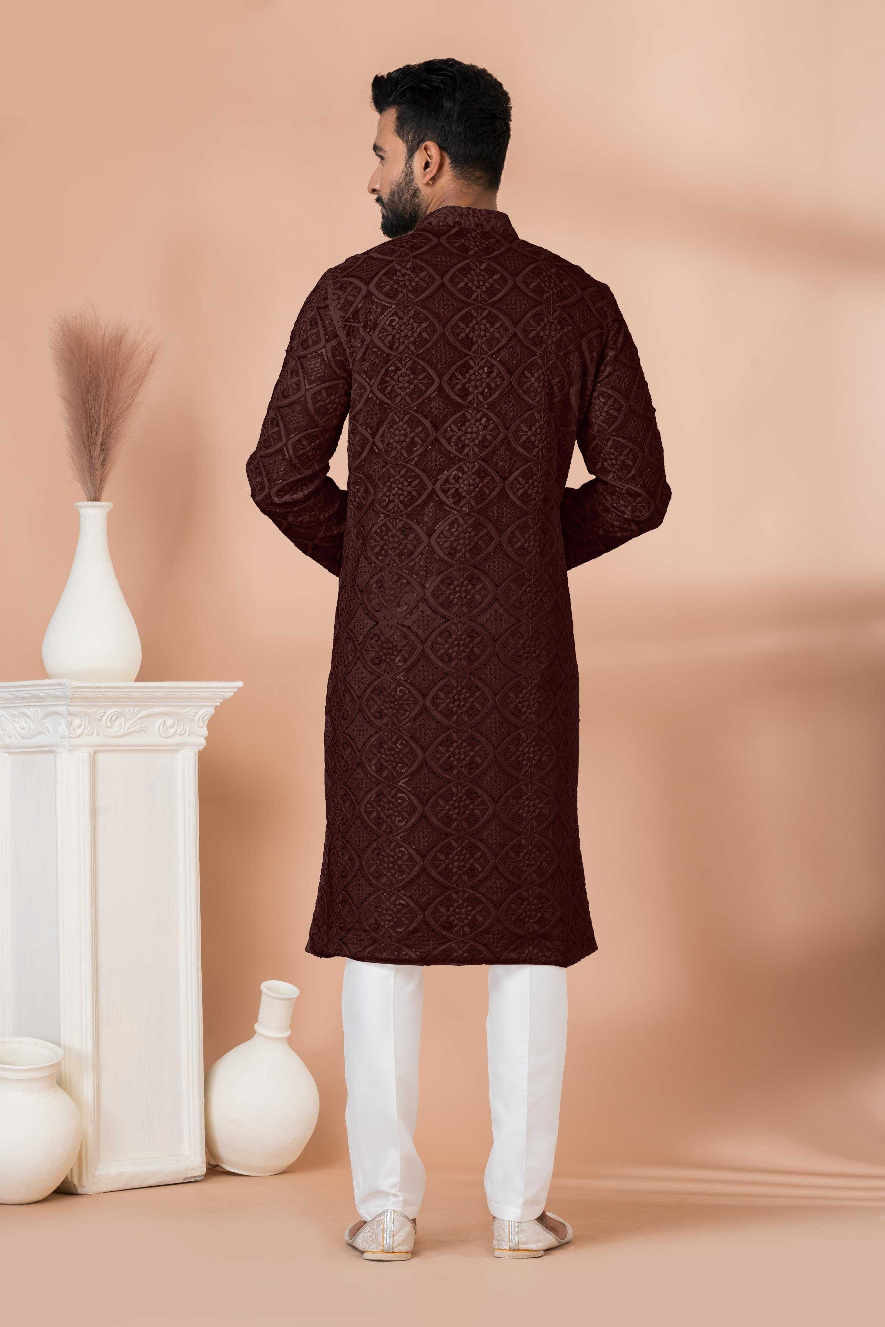 Ynf Georgette RIN223 3306C-A Mens Wear Wholesale Mens Kurtas Mens Kurta Pyjama Men Wedding kurta Manufacturer