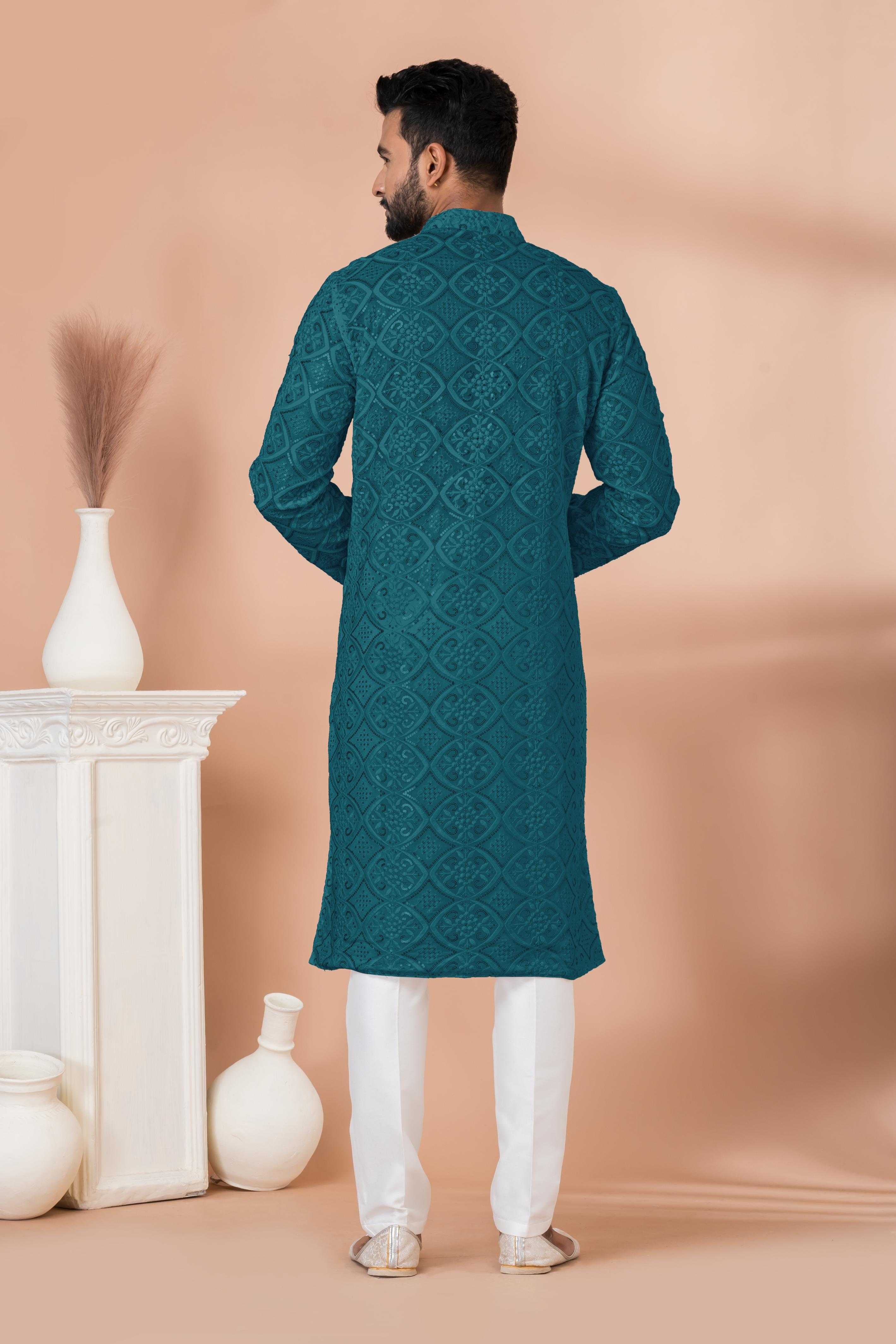 Ynf Georgette RIN223 3306T-A Mens Wear Wholesale Mens Kurtas Mens Kurta Pyjama Men Wedding kurta Manufacturer