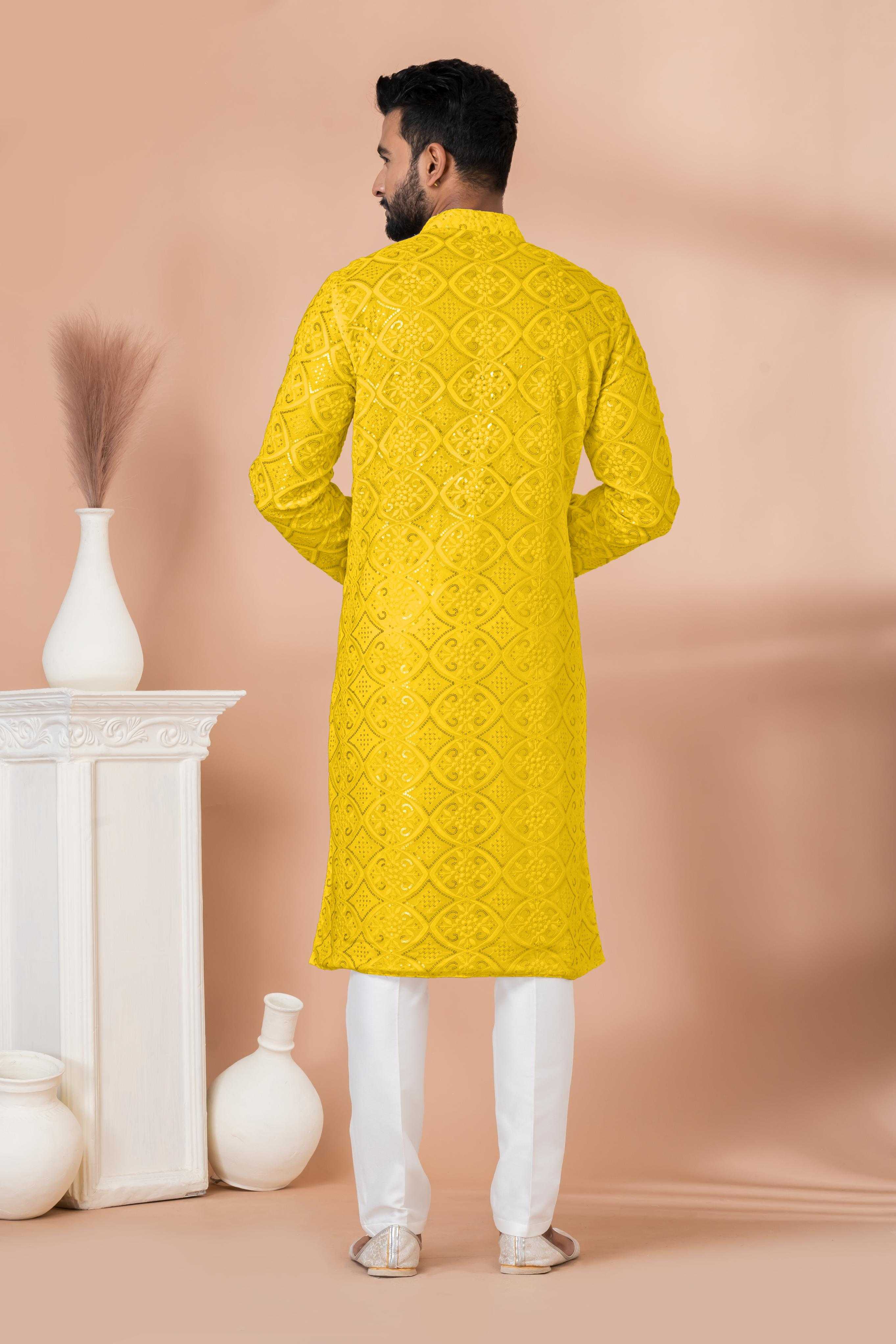 Ynf Georgette RIN223 3306Y-B Mens Wear Wholesale Mens Kurtas Mens Kurta Pyjama Men Wedding kurta Manufacturer