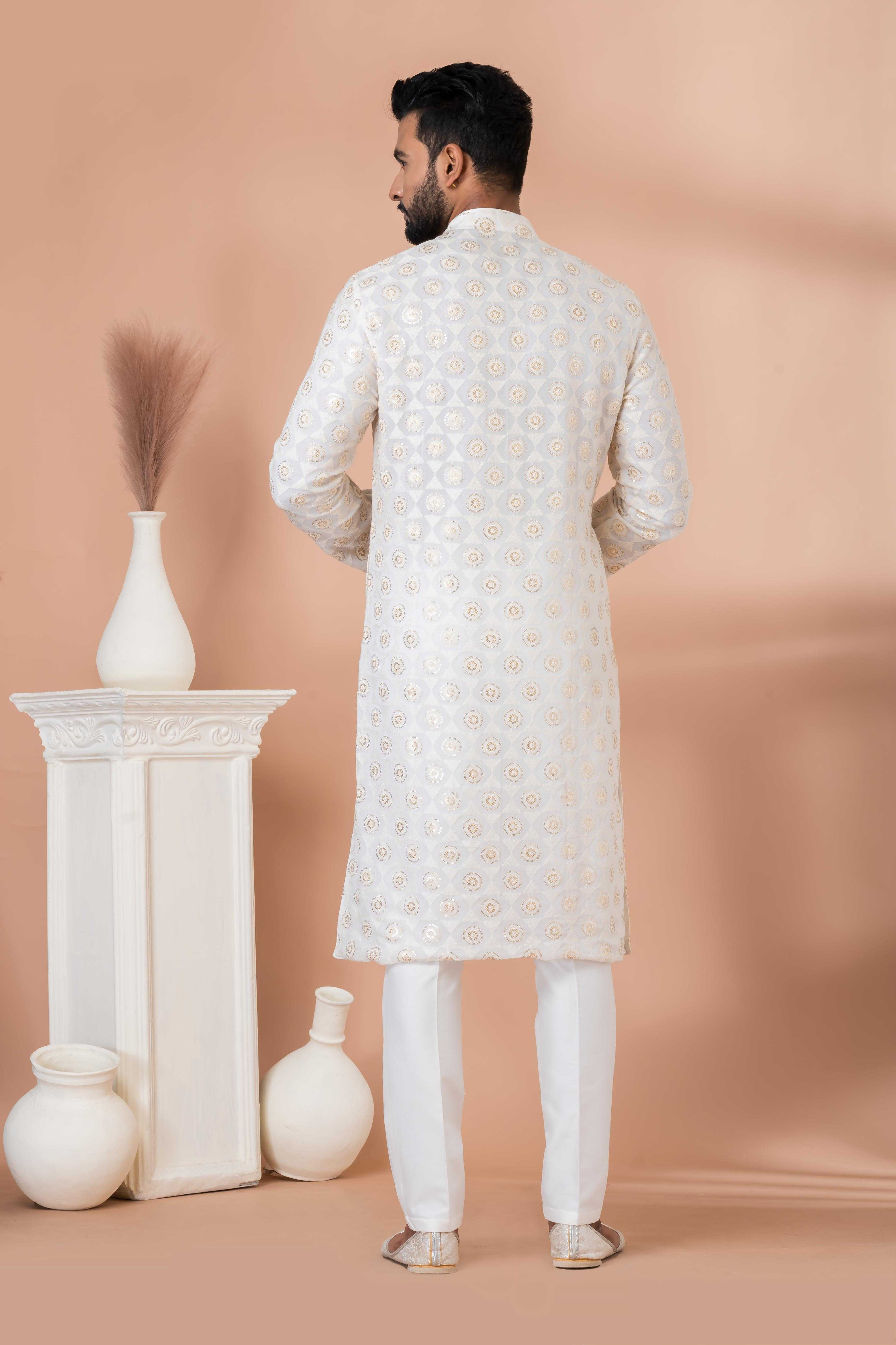 Ynf Georgette RIN223 3307B Mens Wear Festive Collections Wholesale Mens Kurtas Mens Kurta Pyjama Onam Collections Manufacturer