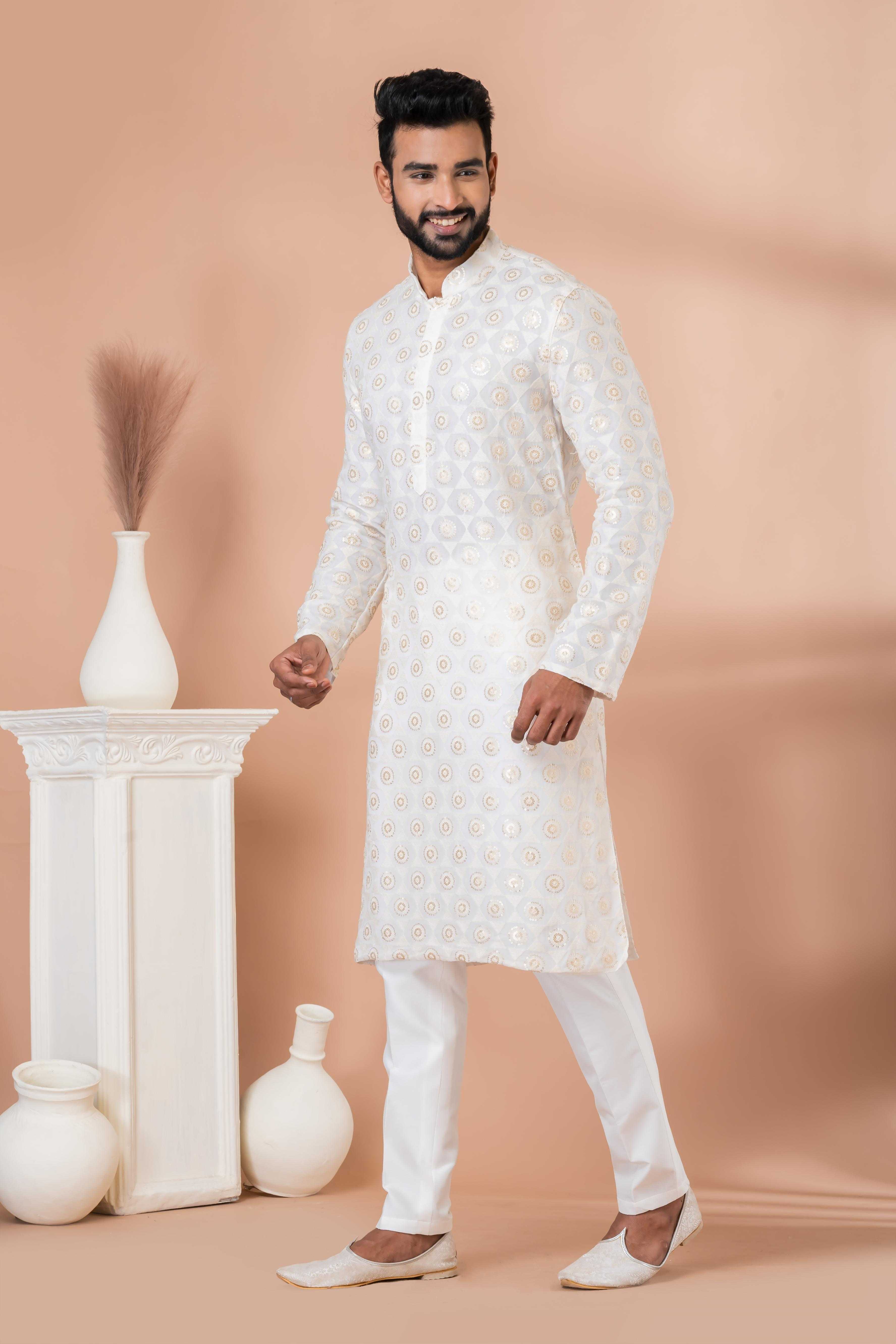 Ynf Georgette RIN223 3307B Mens Wear Festive Collections Wholesale Mens Kurtas Mens Kurta Pyjama Onam Collections Manufacturer