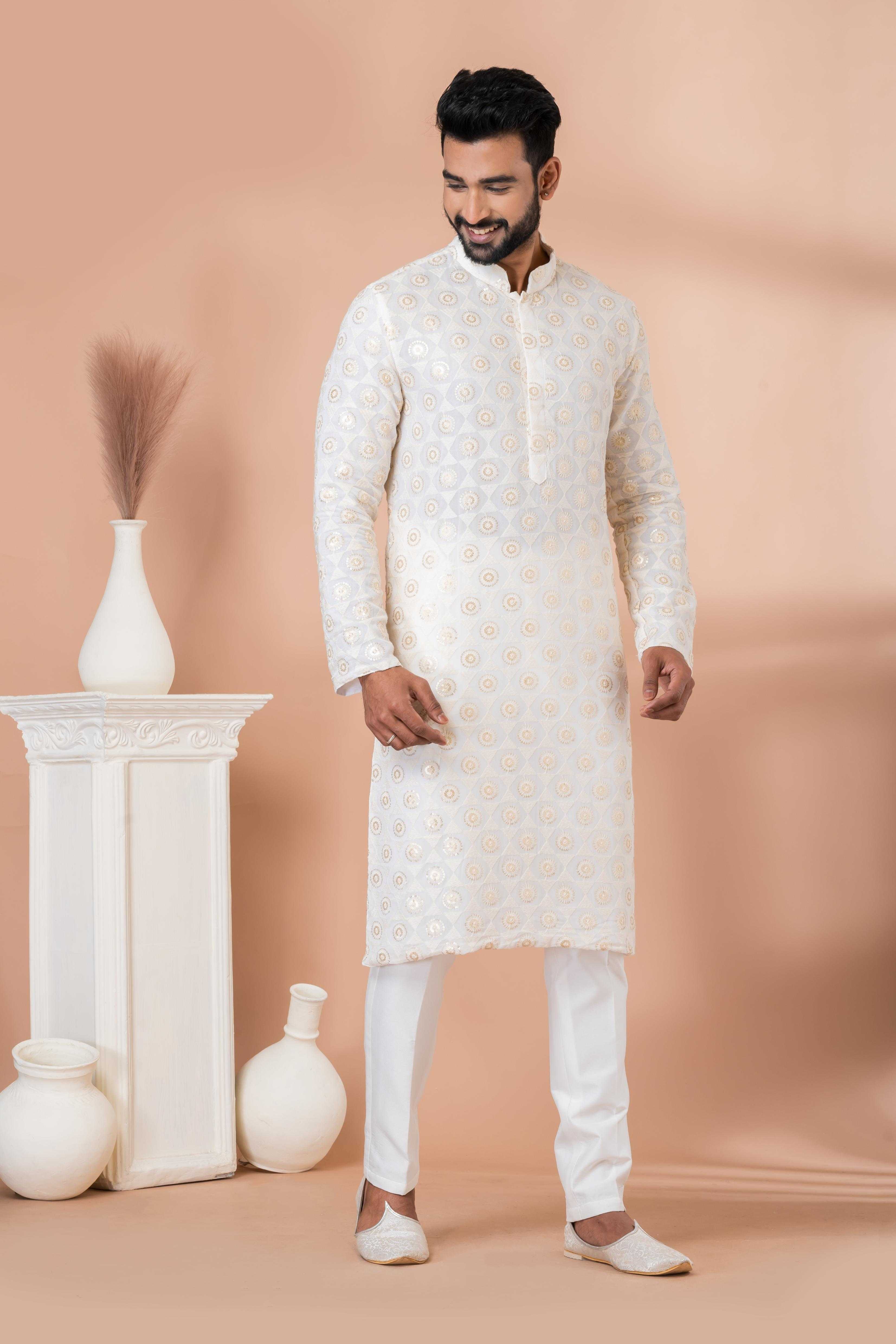 Ynf Georgette RIN223 3307B Mens Wear Festive Collections Wholesale Mens Kurtas Mens Kurta Pyjama Onam Collections Manufacturer
