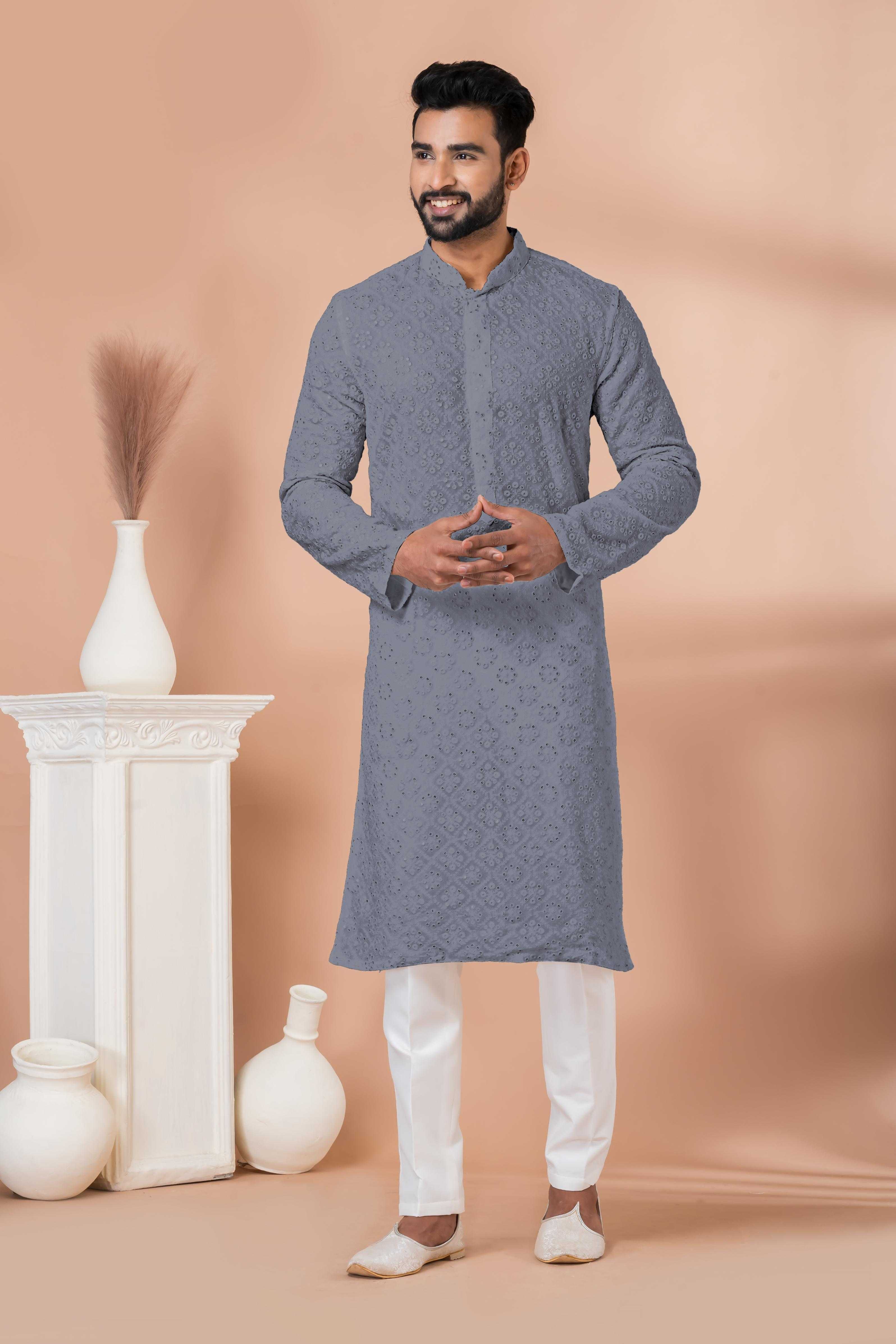 Ynf Georgette RIN223 3308 G Mens Wear Wholesale Mens Kurtas Mens Kurta Pyjama Men Wedding kurta Manufacturer