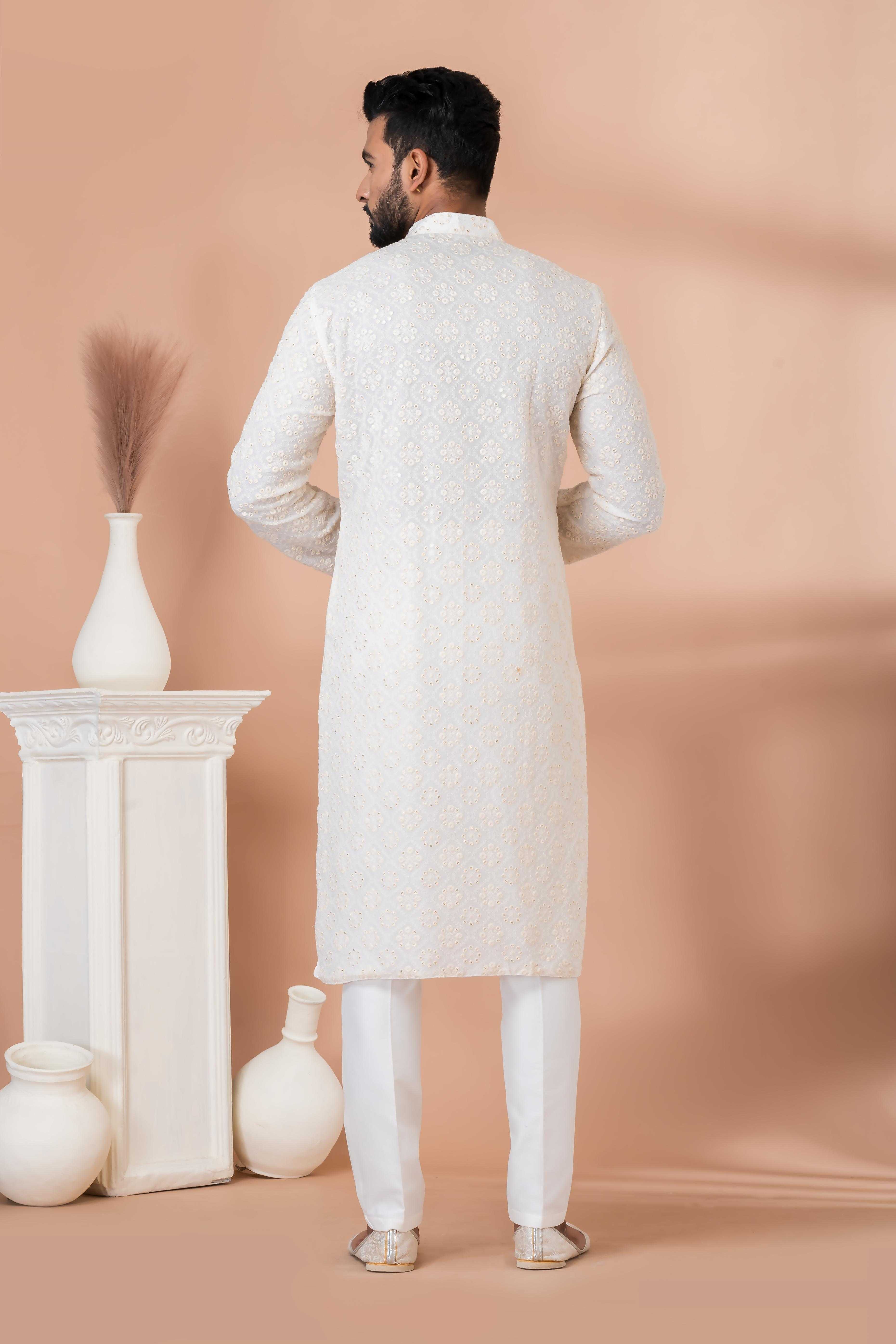 Ynf Georgette RIN223 3308A Mens Wear Festive Collections Wholesale Mens Kurtas Mens Kurta Pyjama Onam Collections Manufacturer
