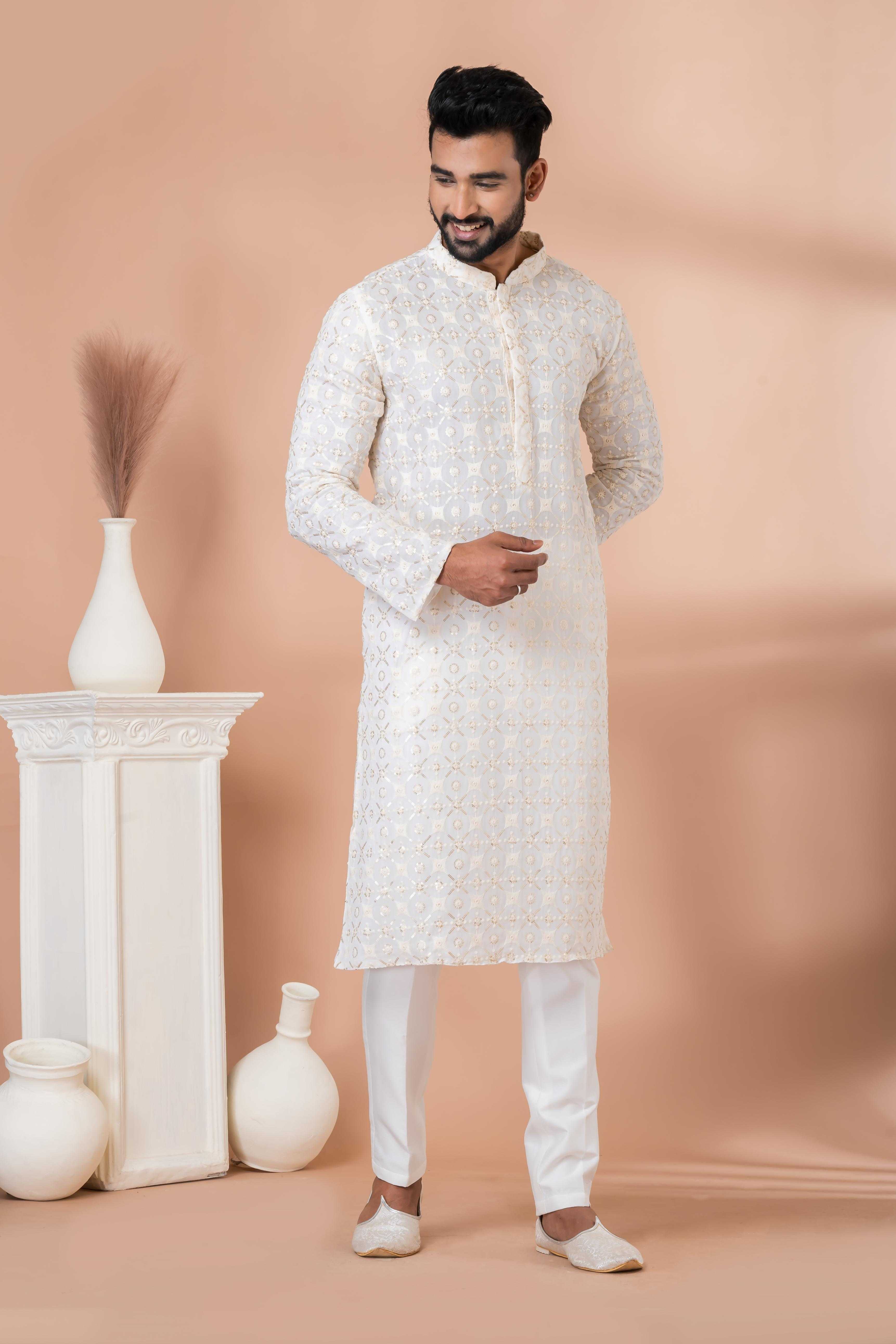 Ynf Georgette RIN223 3309B Mens Wear Festive Collections Wholesale Mens Kurtas Mens Kurta Pyjama Onam Collections Manufacturer