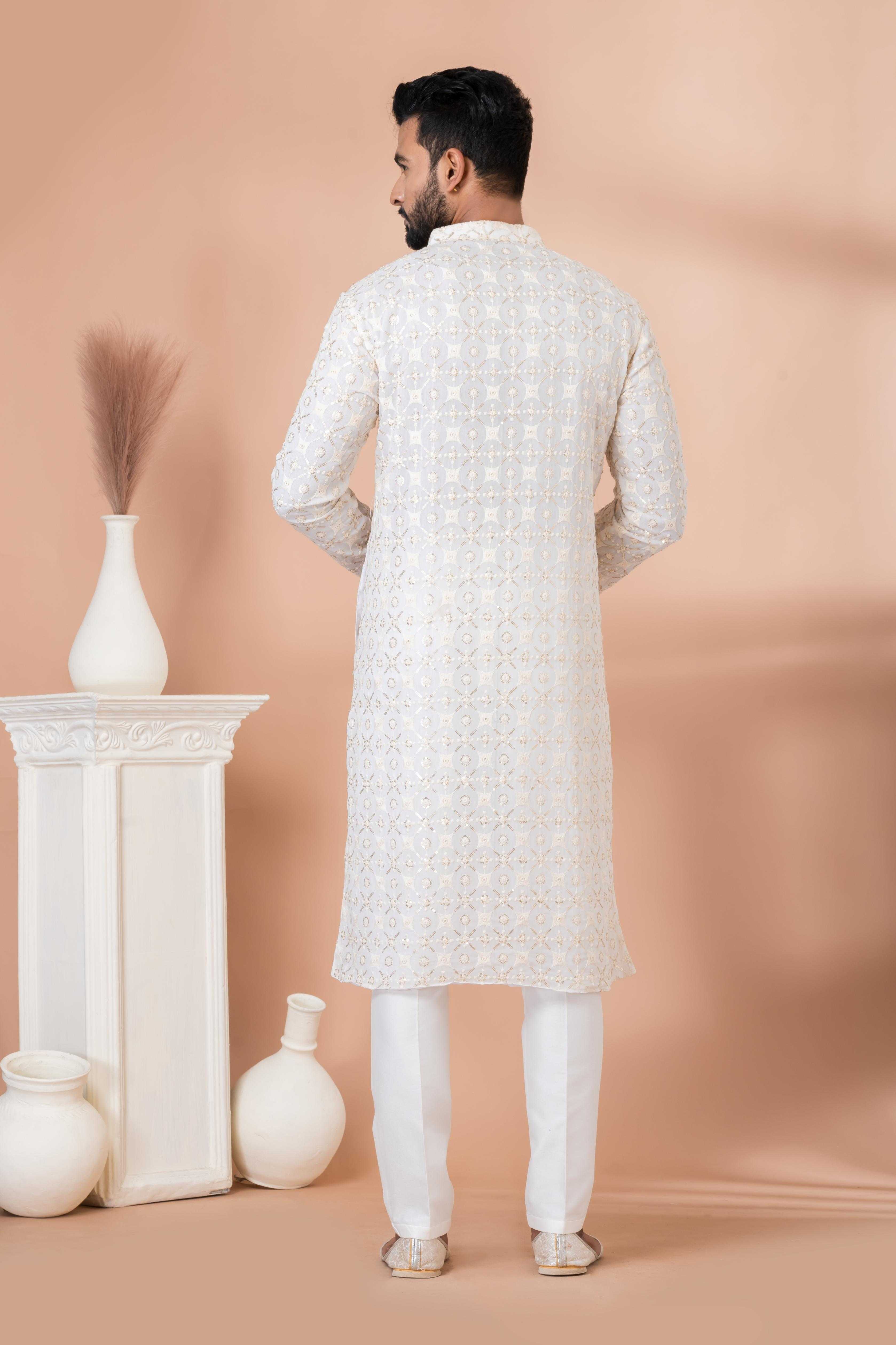 Ynf Georgette RIN223 3309B Mens Wear Festive Collections Wholesale Mens Kurtas Mens Kurta Pyjama Onam Collections Manufacturer