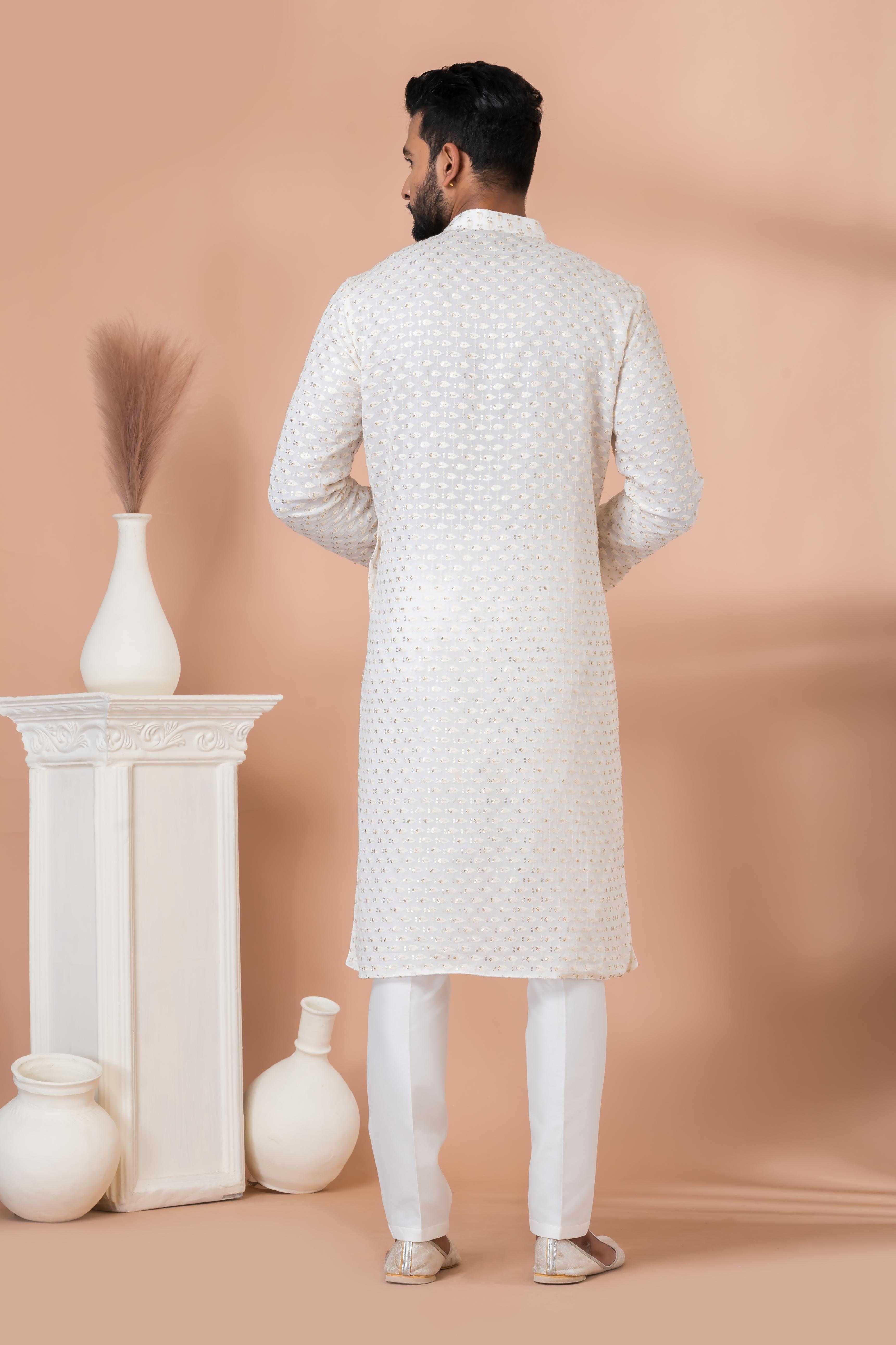 Ynf Georgette RIN223 3310B Mens Wear Festive Collections Wholesale Mens Kurtas Mens Kurta Pyjama Onam Collections Manufacturer