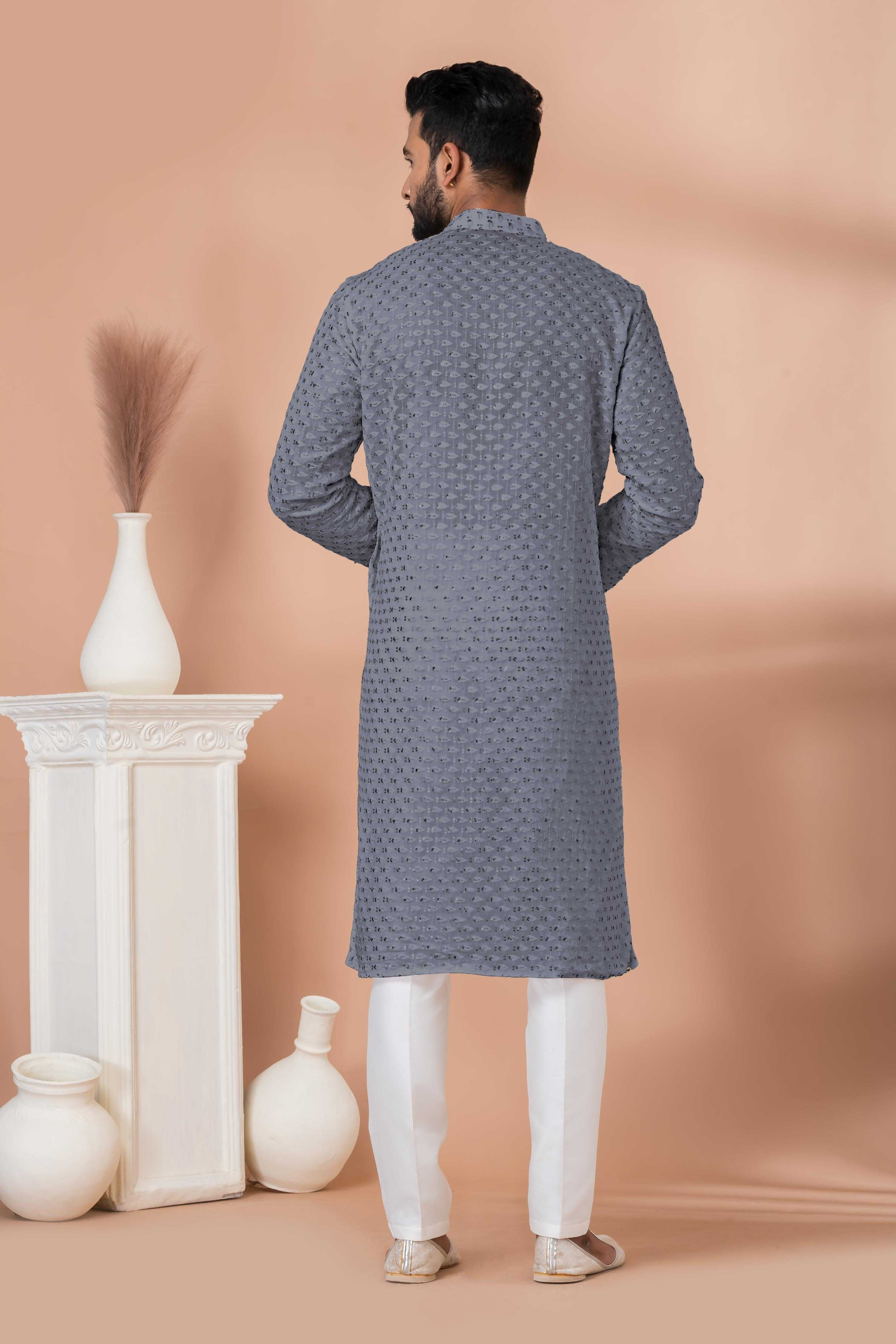 Ynf Georgette RIN223 3310G-B Mens Wear Wholesale Mens Kurtas Mens Kurta Pyjama Men Wedding kurta Manufacturer