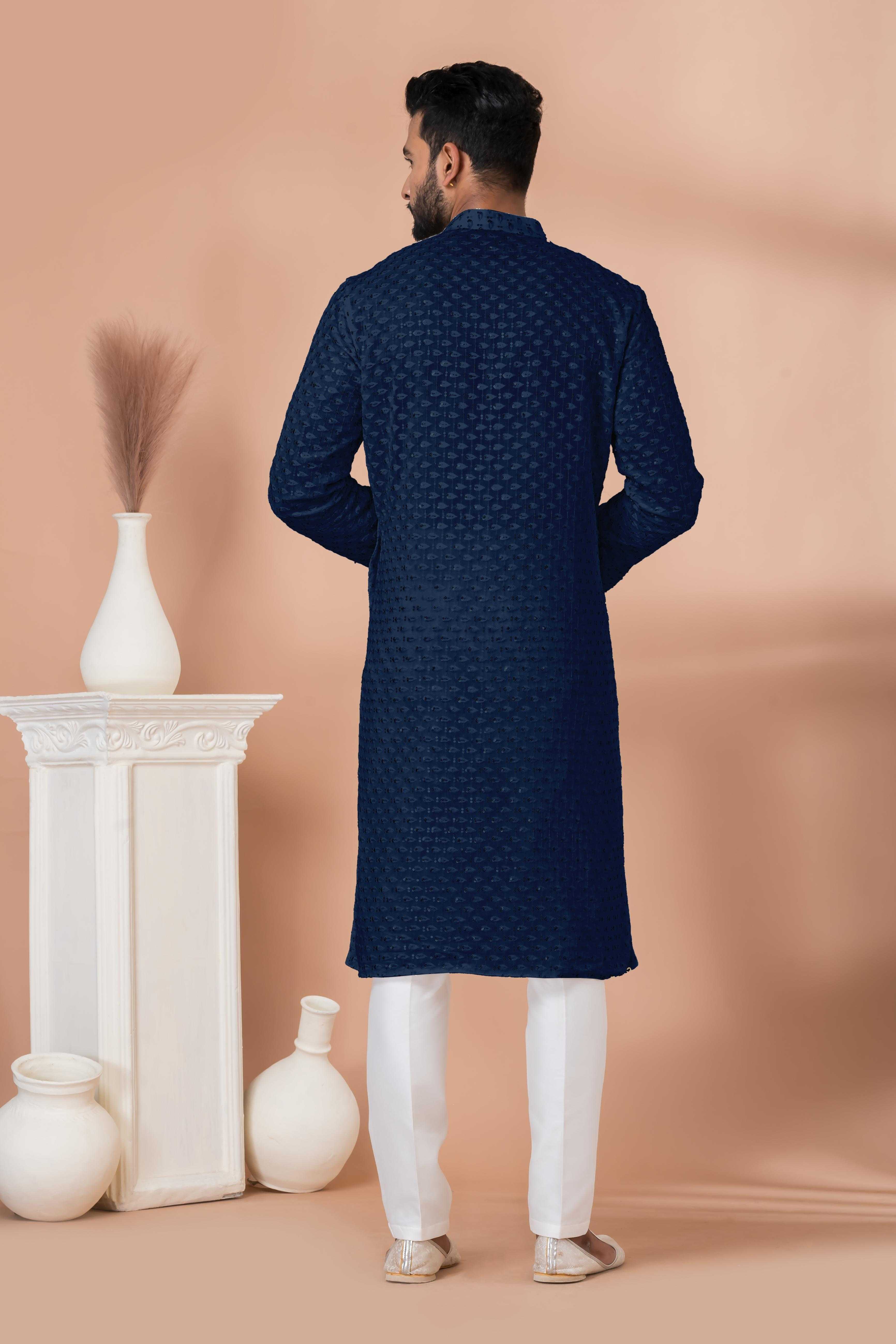 Ynf Georgette RIN223 3310N-B Mens Wear Wholesale Mens Kurtas Mens Kurta Pyjama Men Wedding kurta Manufacturer