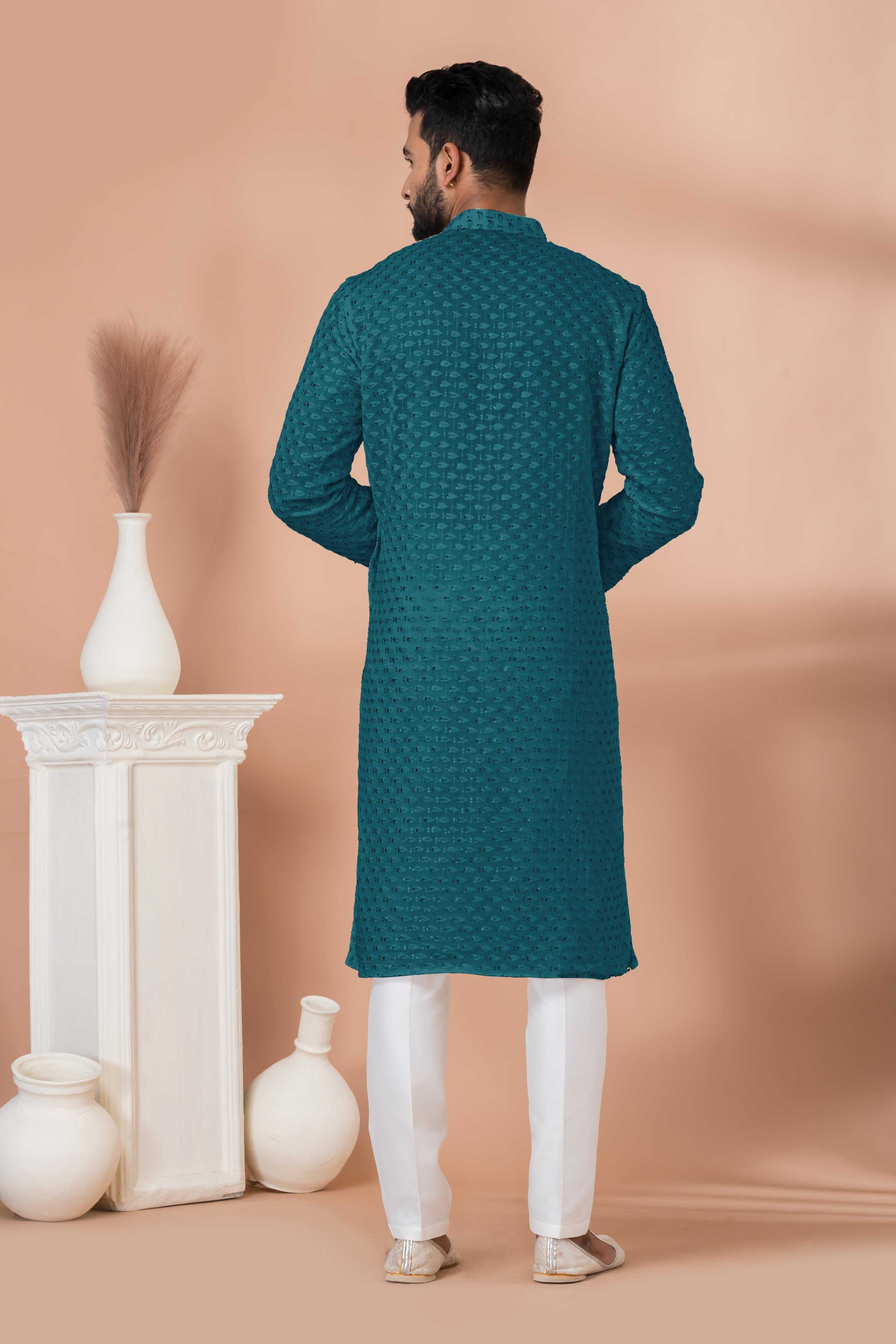 Ynf Georgette RIN223 3310T-B Mens Wear Wholesale Mens Kurtas Mens Kurta Pyjama Men Wedding kurta Manufacturer