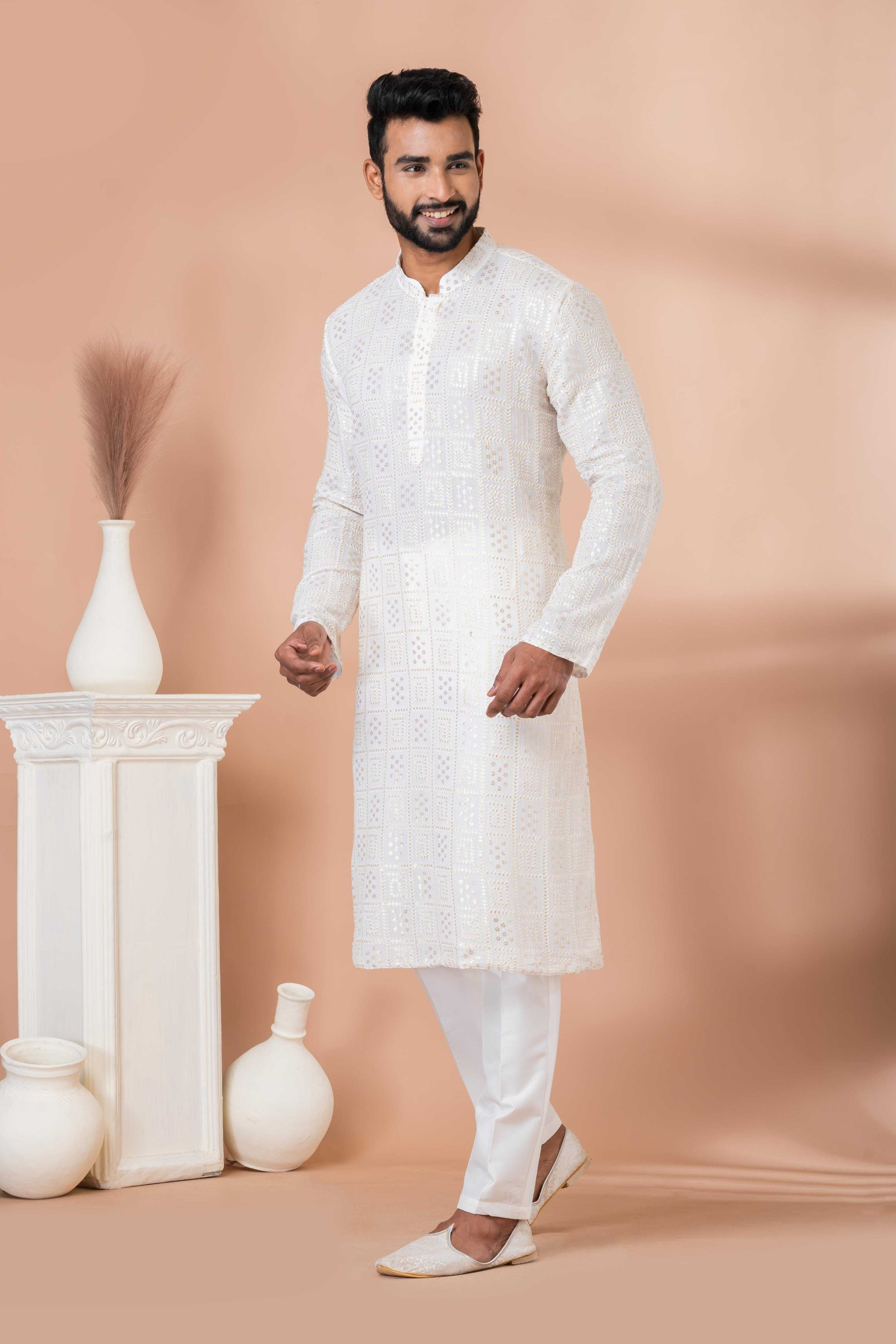 Ynf Georgette RIN223 3311A Mens Wear Festive Collections Wholesale Mens Kurtas Mens Kurta Pyjama Onam Collections Manufacturer