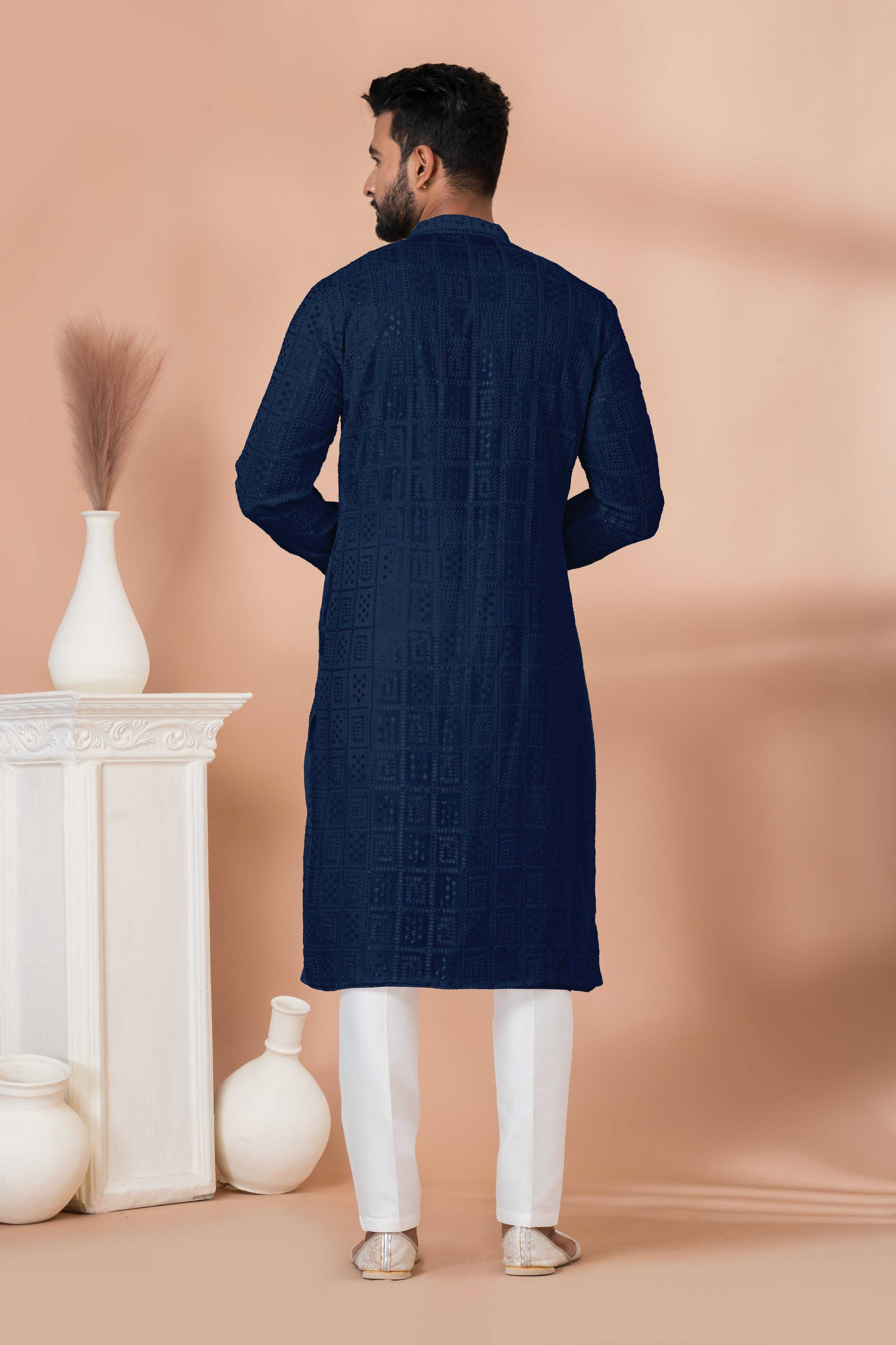 Ynf Georgette RIN223 3311N-A Mens Wear Wholesale Mens Kurtas Mens Kurta Pyjama Men Wedding kurta Manufacturer