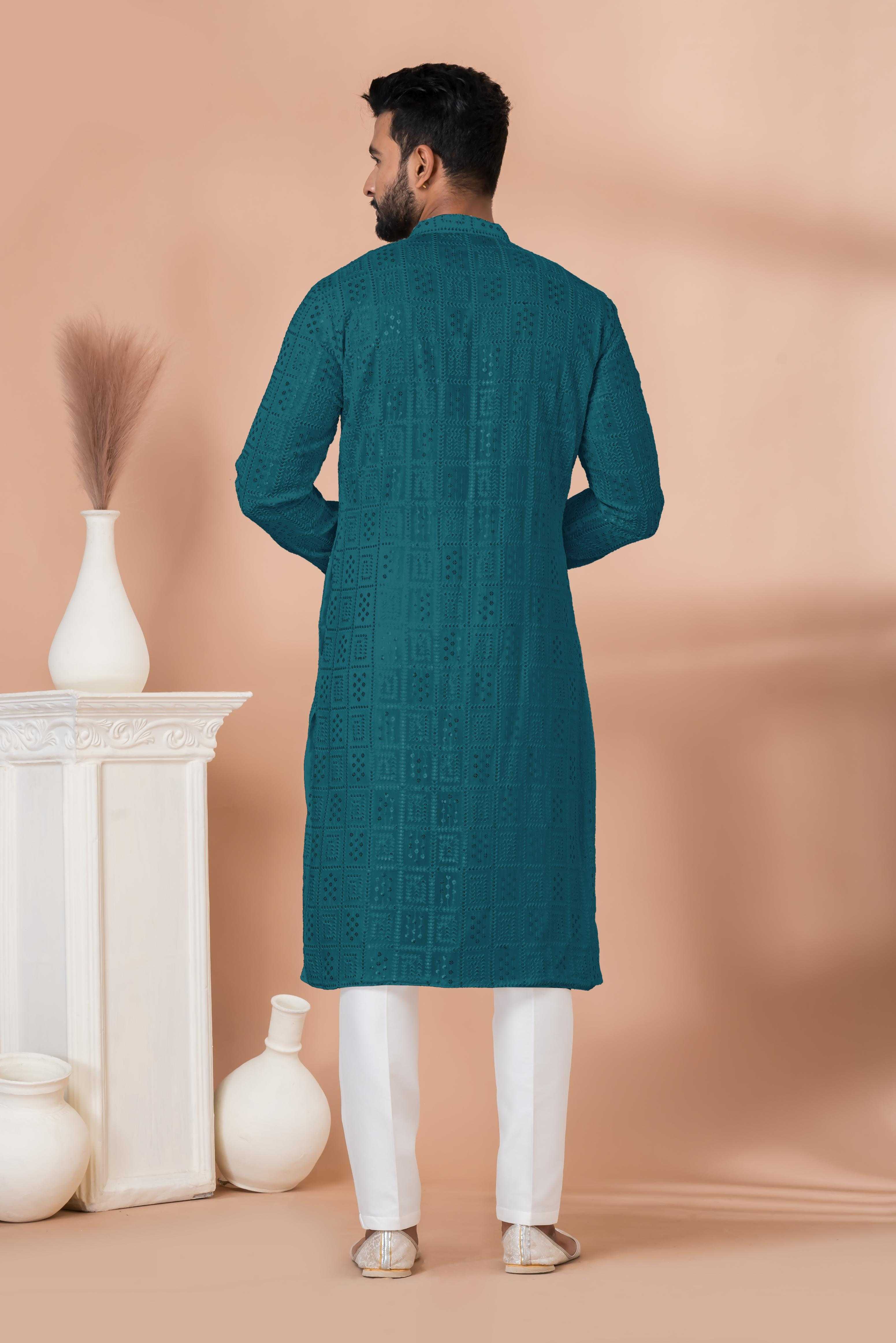 Ynf Georgette RIN223 3311T-A Mens Wear Wholesale Mens Kurtas Mens Kurta Pyjama Men Wedding kurta Manufacturer