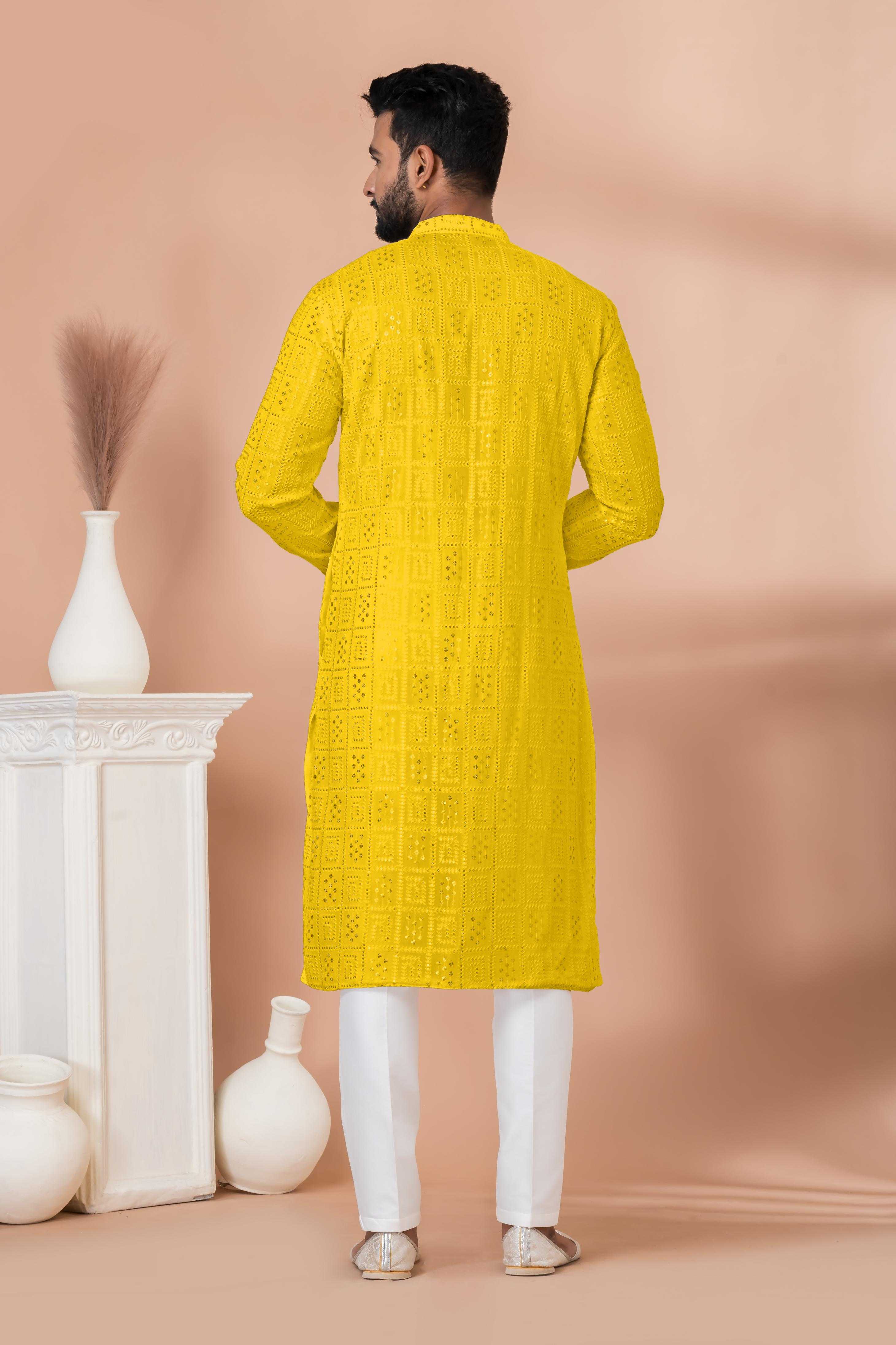 Ynf Georgette RIN223 3311Y-B Mens Wear Wholesale Mens Kurtas Mens Kurta Pyjama Men Wedding kurta Manufacturer