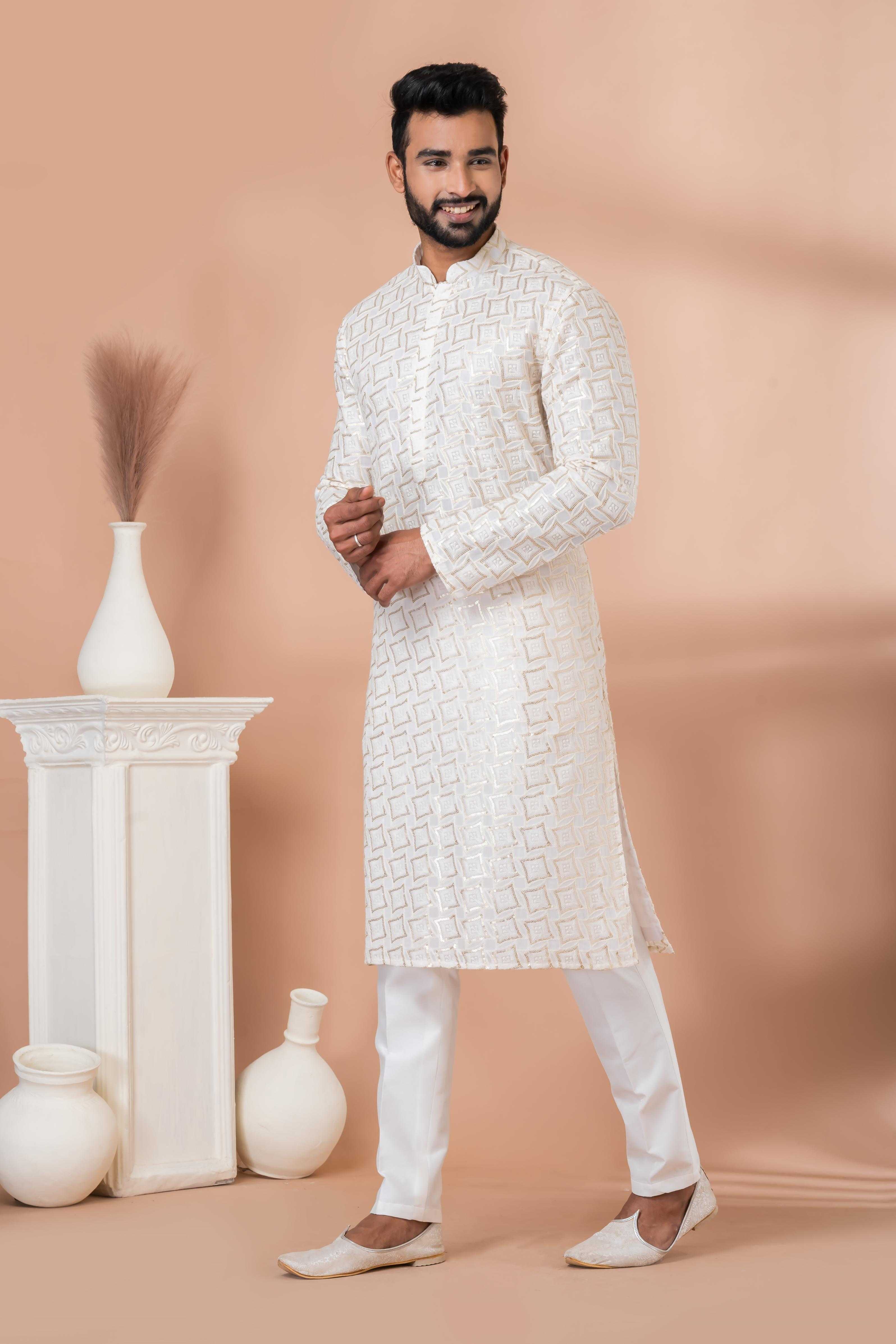 Ynf Georgette RIN223 3312B Mens Wear Festive Collections Wholesale Mens Kurtas Mens Kurta Pyjama Onam Collections Manufacturer