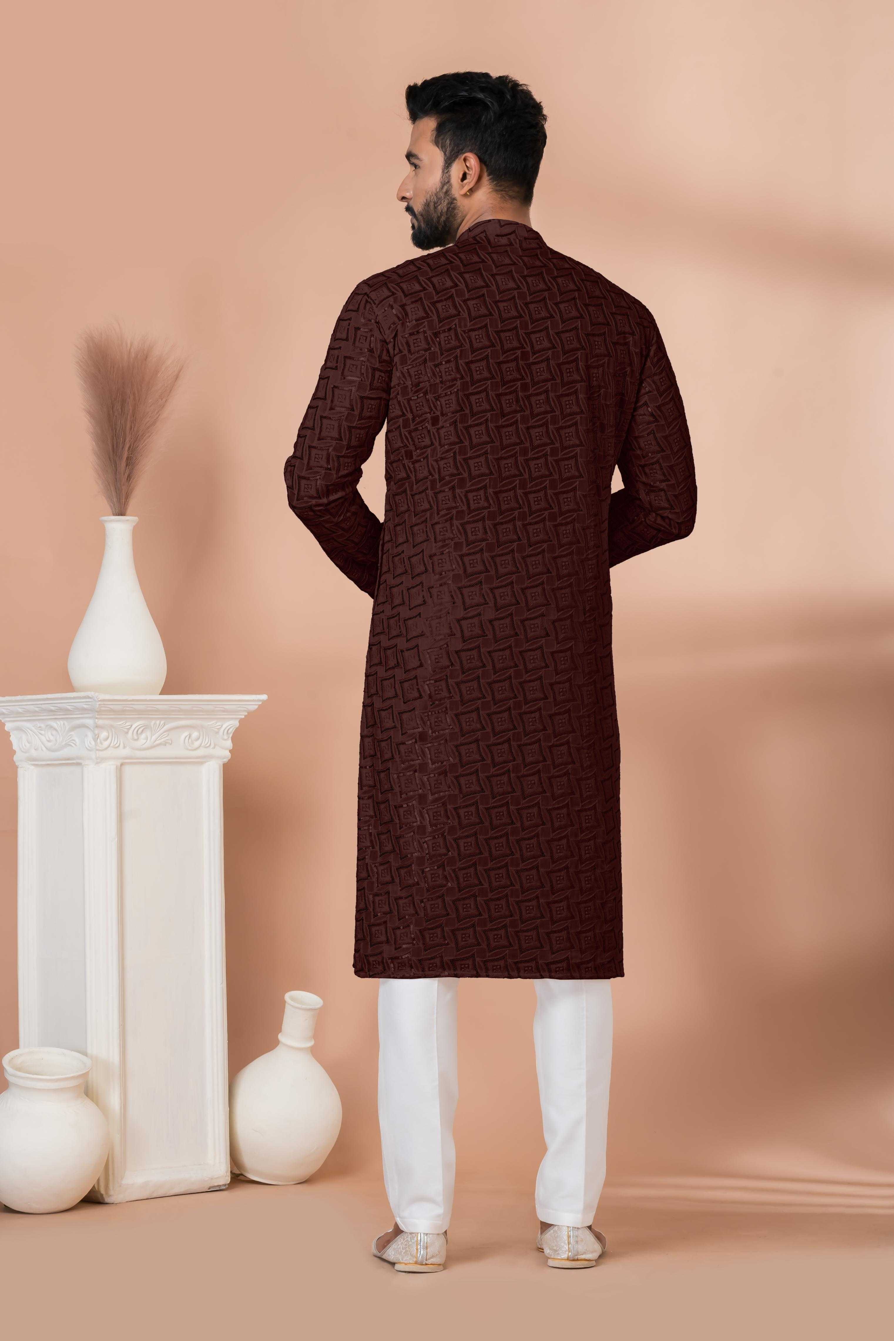 Ynf Georgette RIN223 3312C-B Mens Wear Wholesale Mens Kurtas Mens Kurta Pyjama Men Wedding kurta Manufacturer