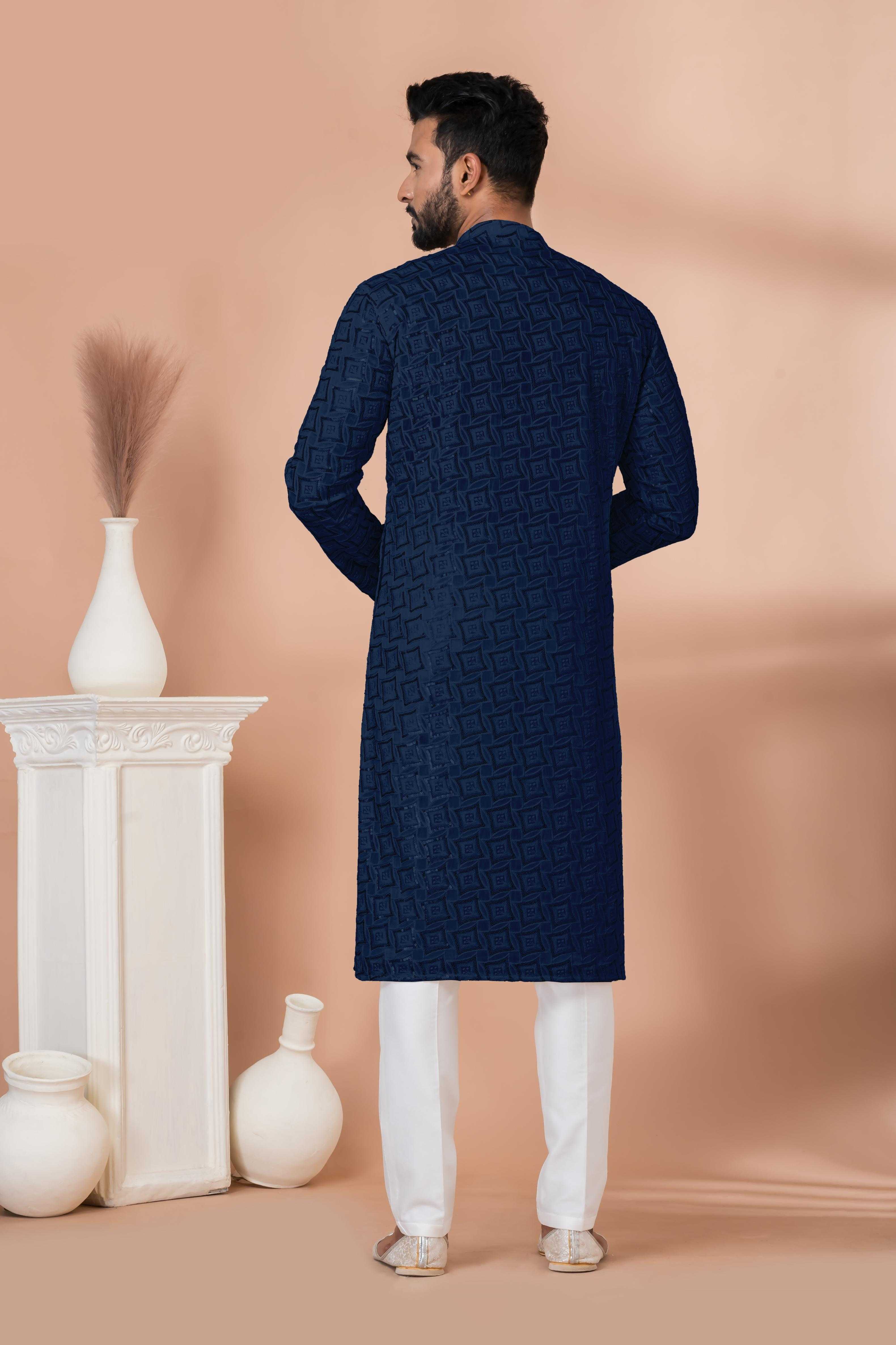 Ynf Georgette RIN223 3312N-B Mens Wear Wholesale Mens Kurtas Mens Kurta Pyjama Men Wedding kurta Manufacturer