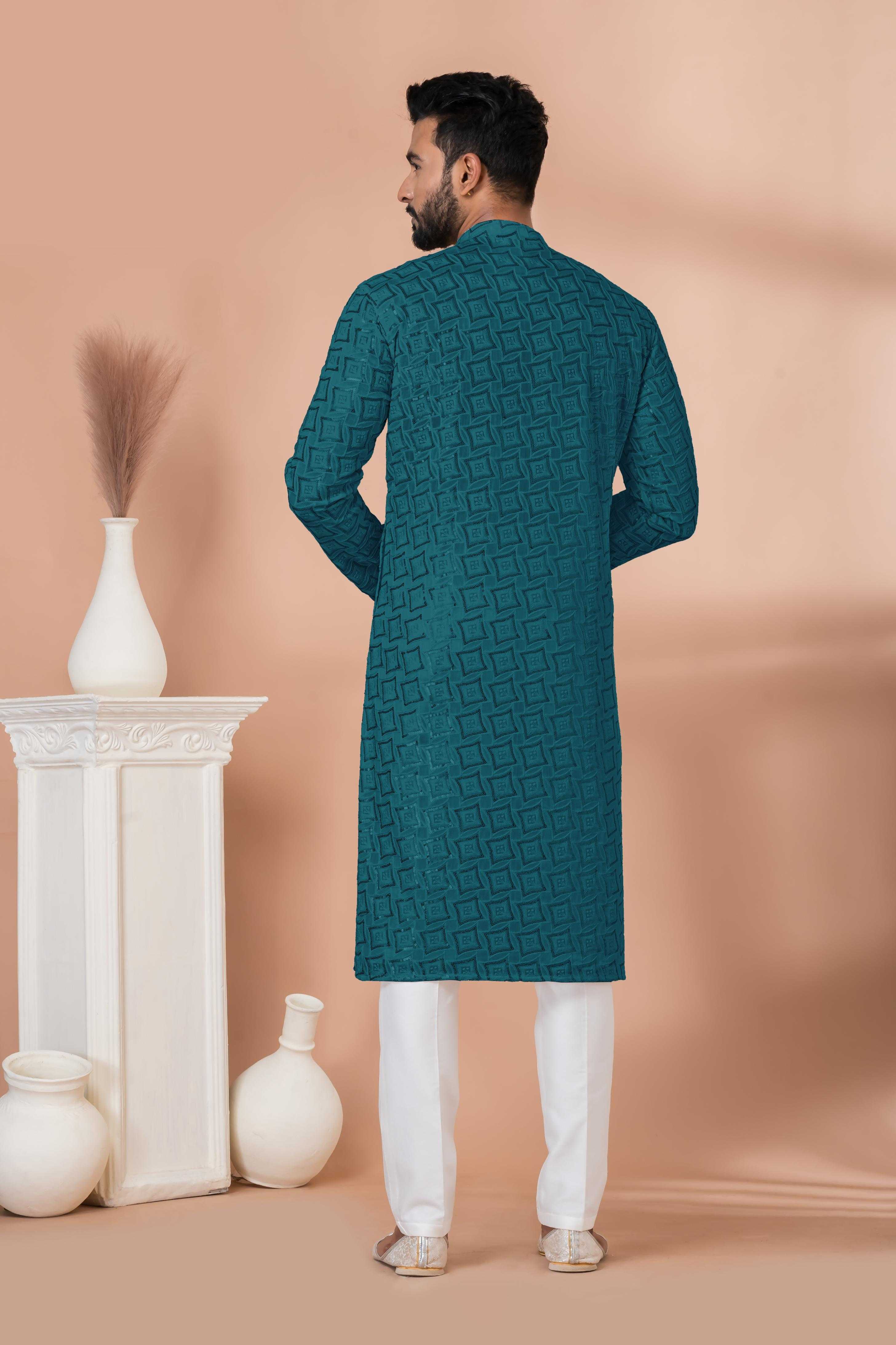 Ynf Georgette RIN223 3312T-A Mens Wear Wholesale Mens Kurtas Mens Kurta Pyjama Men Wedding kurta Manufacturer