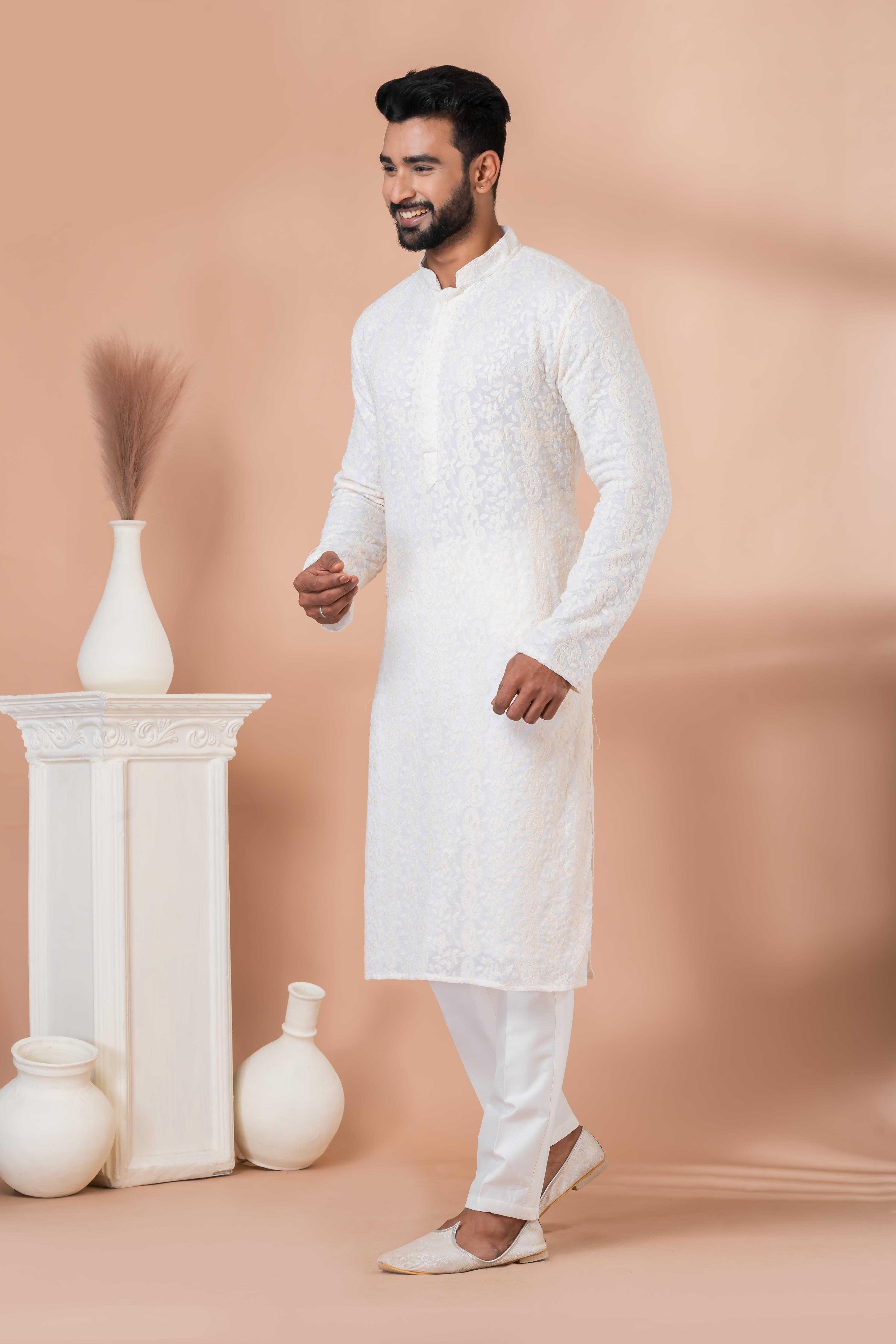 Ynf Georgette RIN223 3313B Mens Wear Festive Collections Wholesale Mens Kurtas Mens Kurta Pyjama Onam Collections Manufacturer