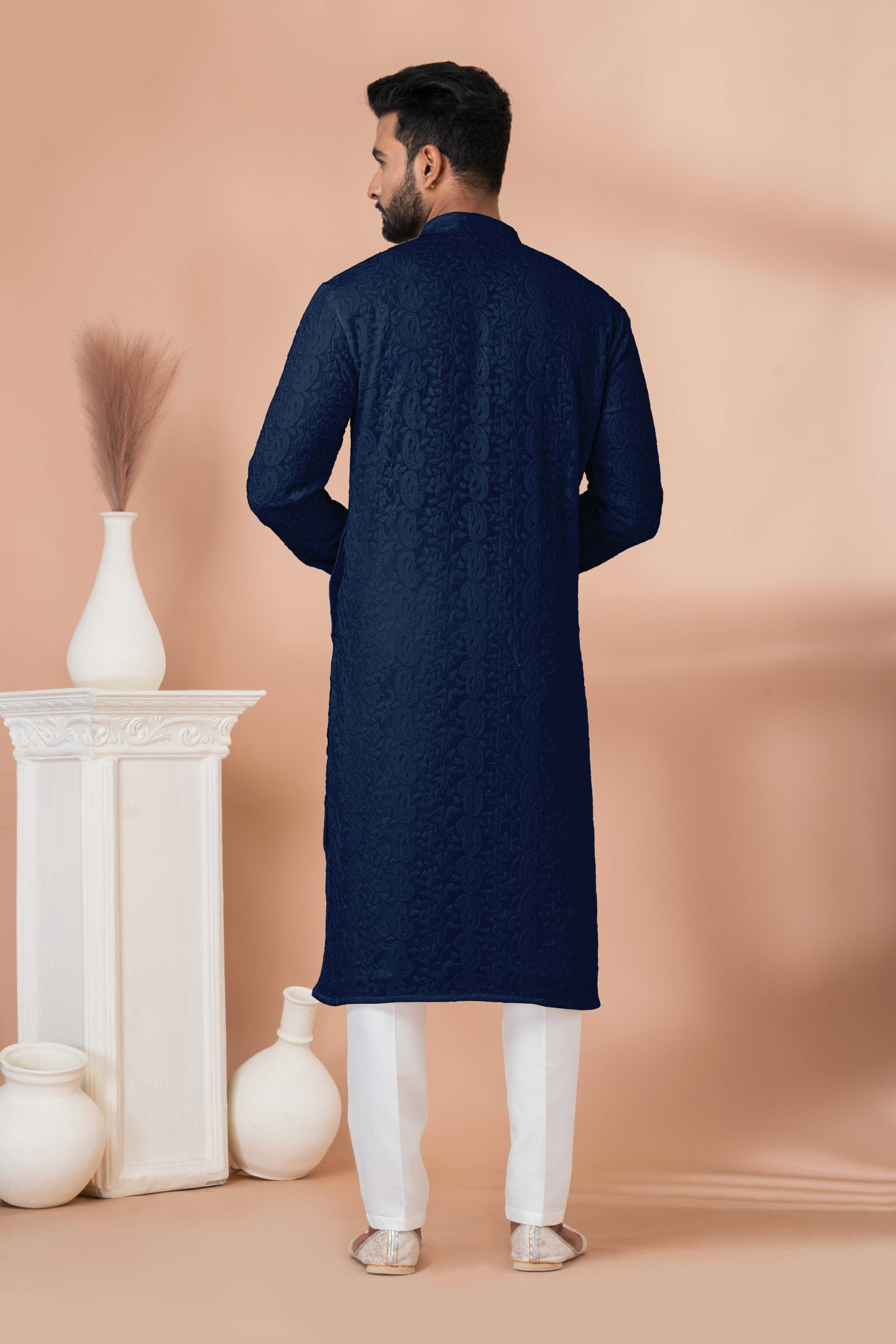 Ynf Georgette RIN223 3313N-A Mens Wear Wholesale Mens Kurtas Mens Kurta Pyjama Men Wedding kurta Manufacturer
