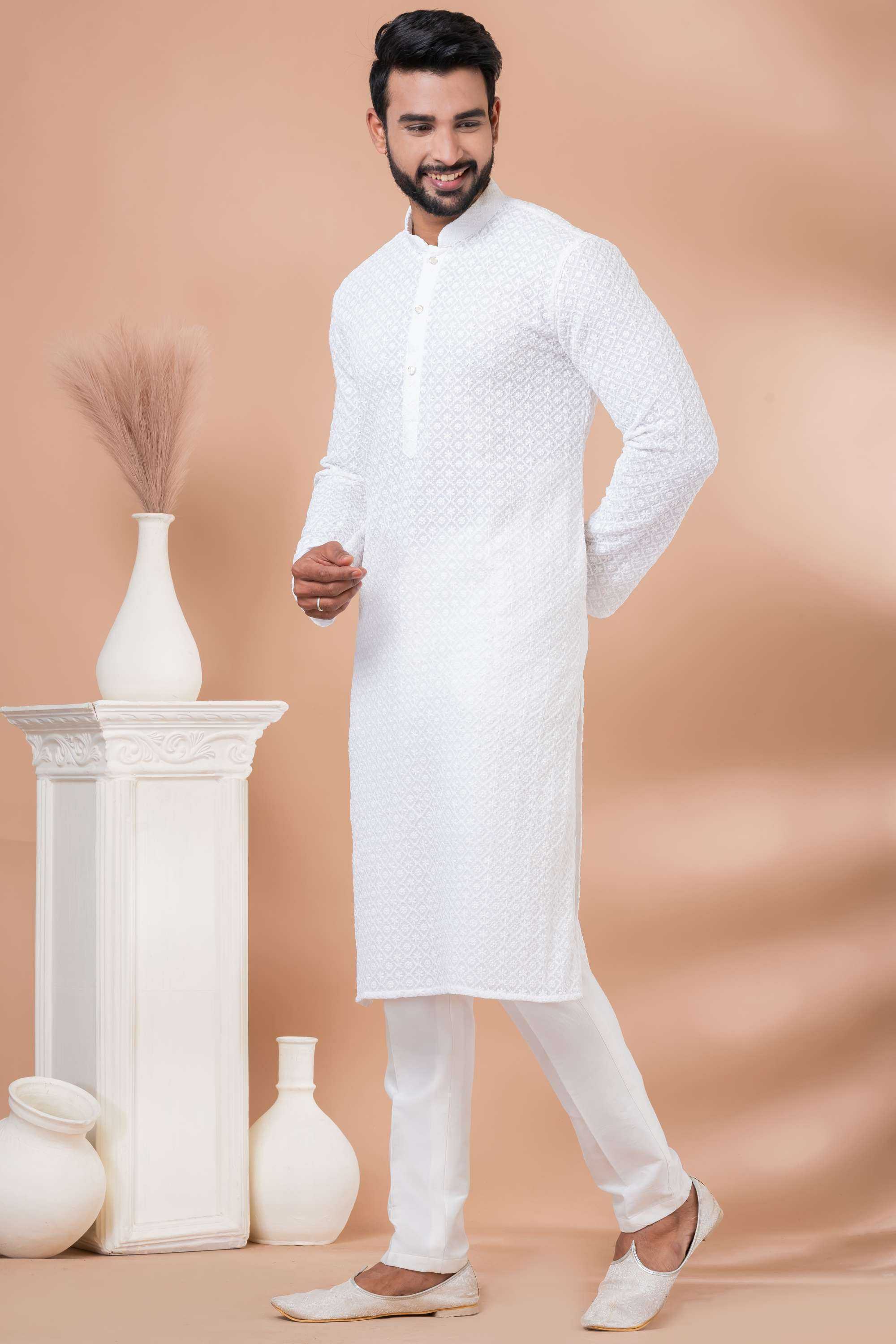 Ynf Georgette RIN223 3375B Mens Wear Wholesale Mens Kurtas Mens Kurta Pyjama Men Wedding kurta Manufacturer